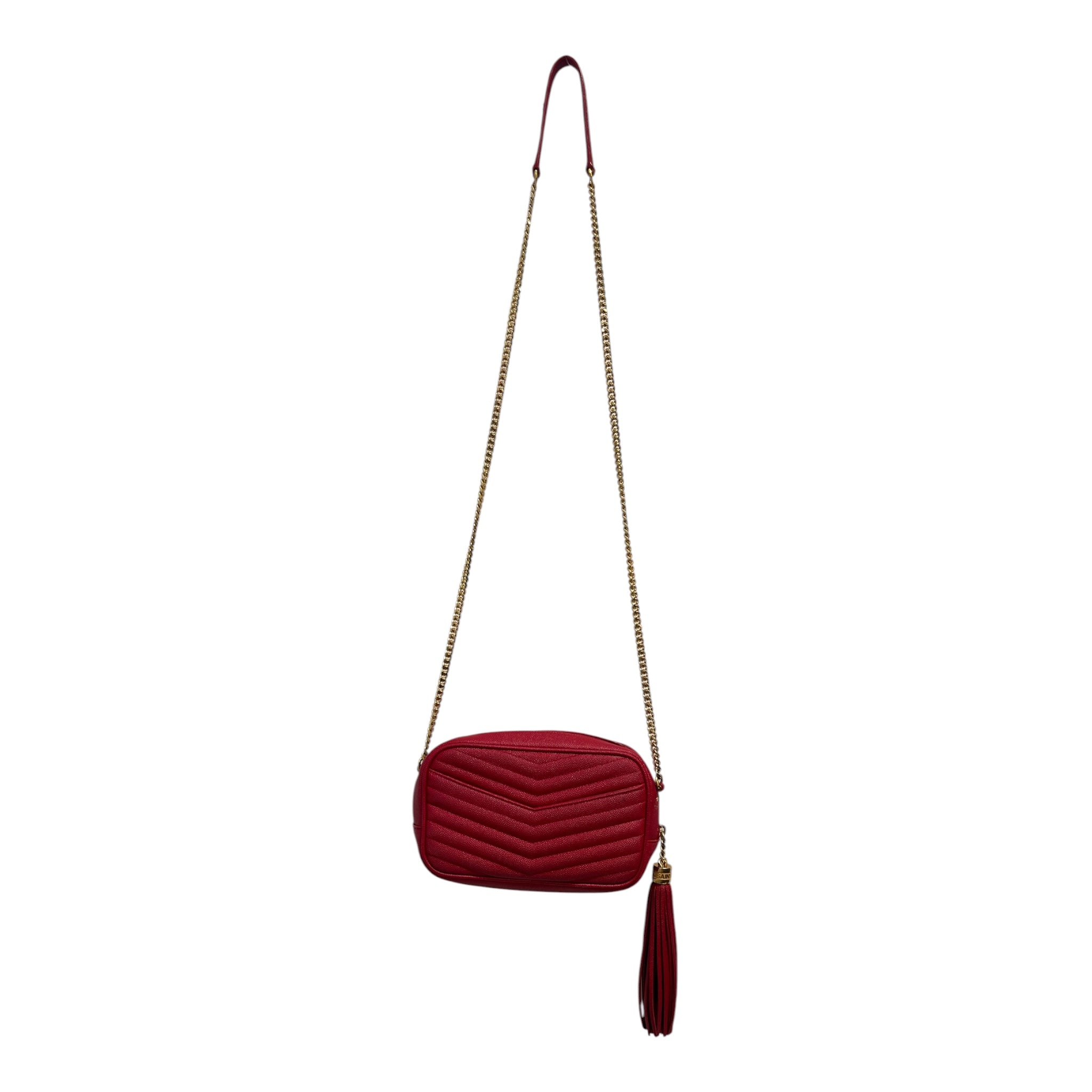 SAINT LAURENT/Cross Body Bag/Leather/RED/MINI LOU CAMERA-QUILTED-PEBBLE view 2