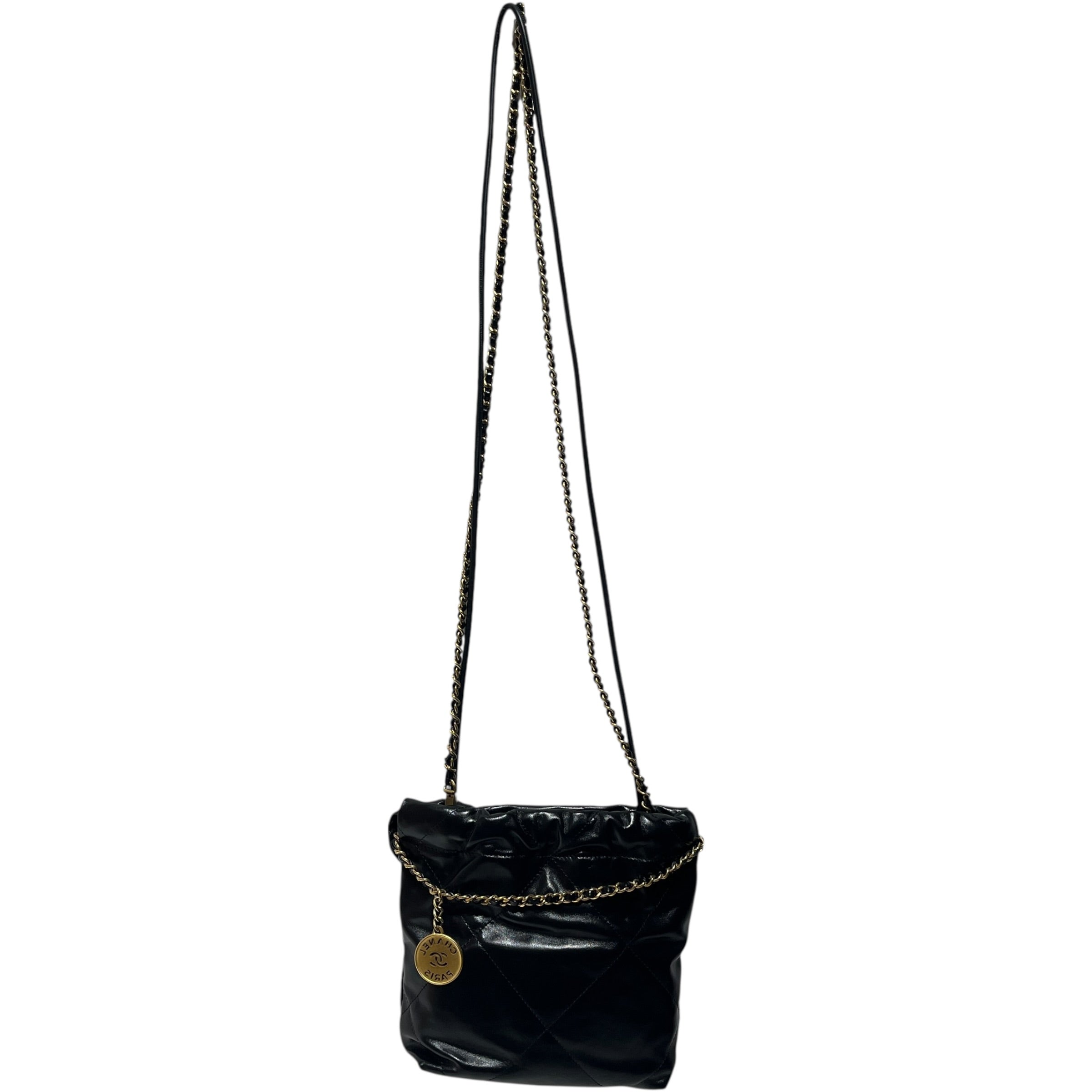 CHANEL/Cross Body Bag/Leather/BLK/QUILTED FRONT LOGO view 2