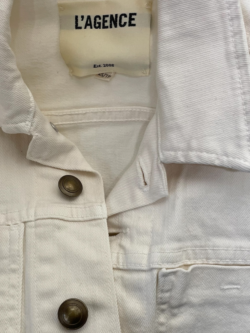 L'AGENCE/Denim Jkt/XS/Denim/WHT/L'AGENCE White Denim Crop Jck view 3