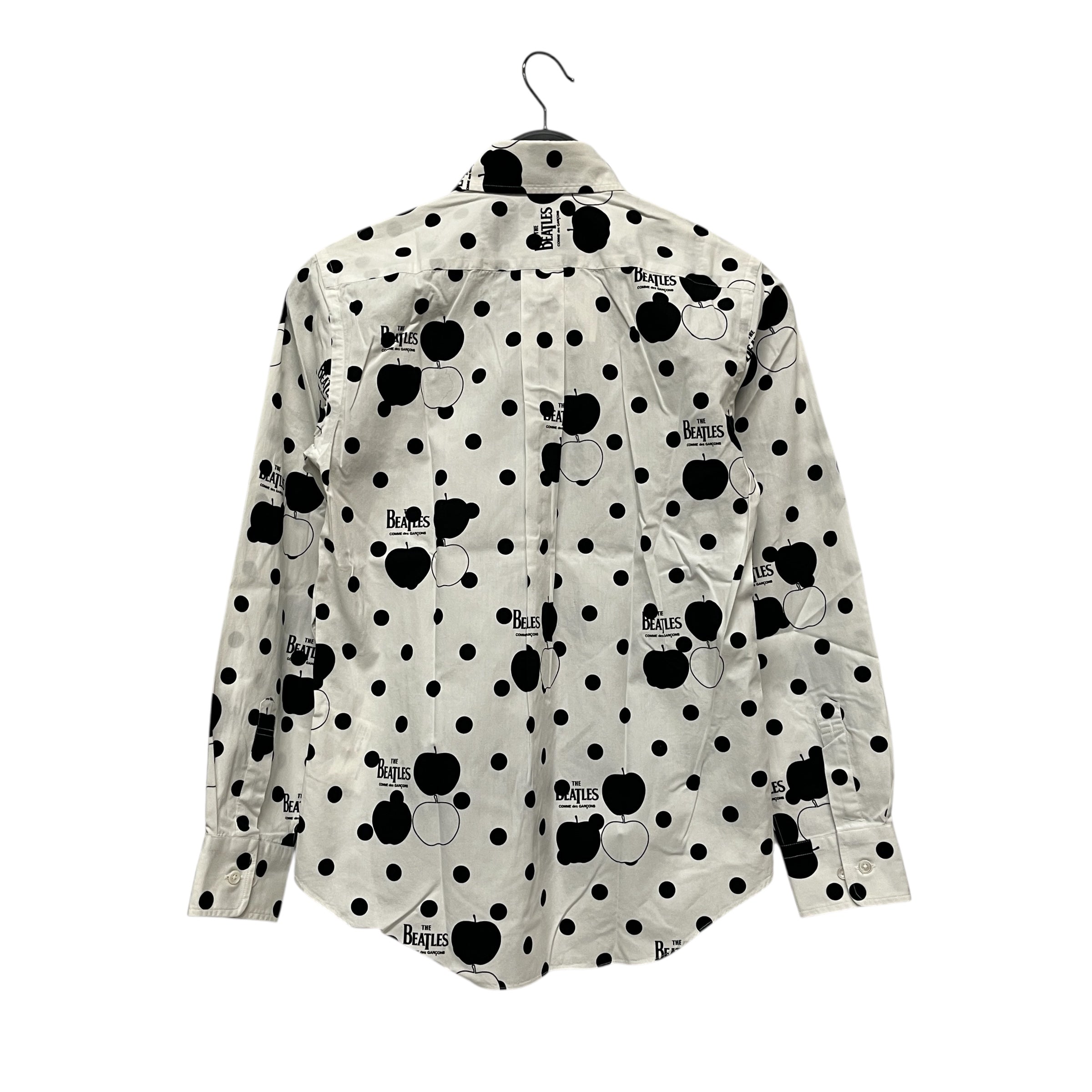 THE BEATLES COMME des GARCONS/LS Shirt/S/Cotton/WHT/All Over Print/WHITE/BLK APPLE POLKA DOT BNWT view 2