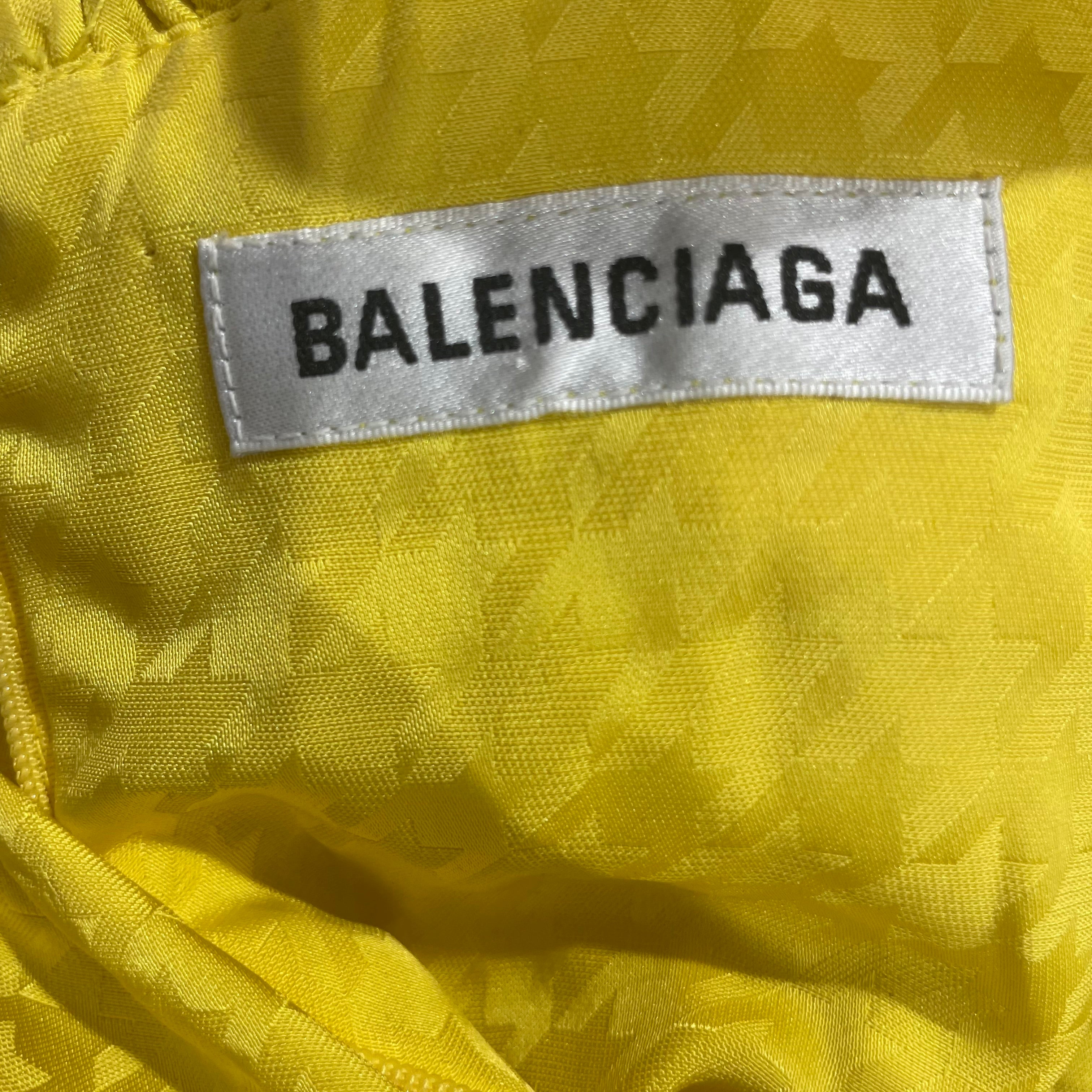 BALENCIAGA/LS Dress/2/Houndstooth Check/Acrylic/YEL/2021 RUFFLE DRESS view 3