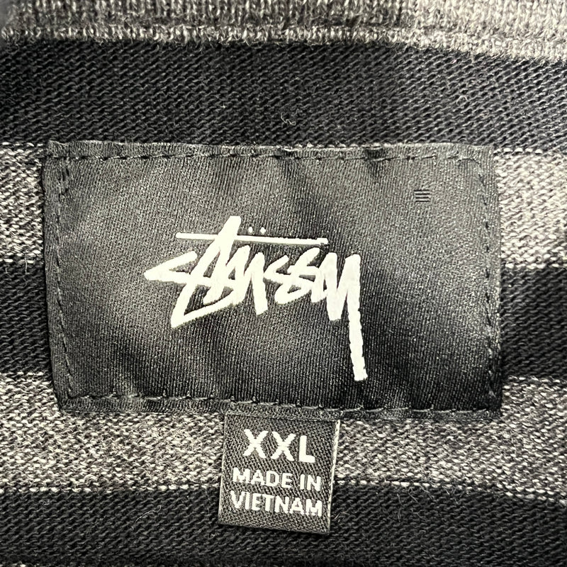 STUSSY/LS T-Shirt/XXL/Cotton/BLK/Stripe/STRIPED TURTLENECK LS TEE