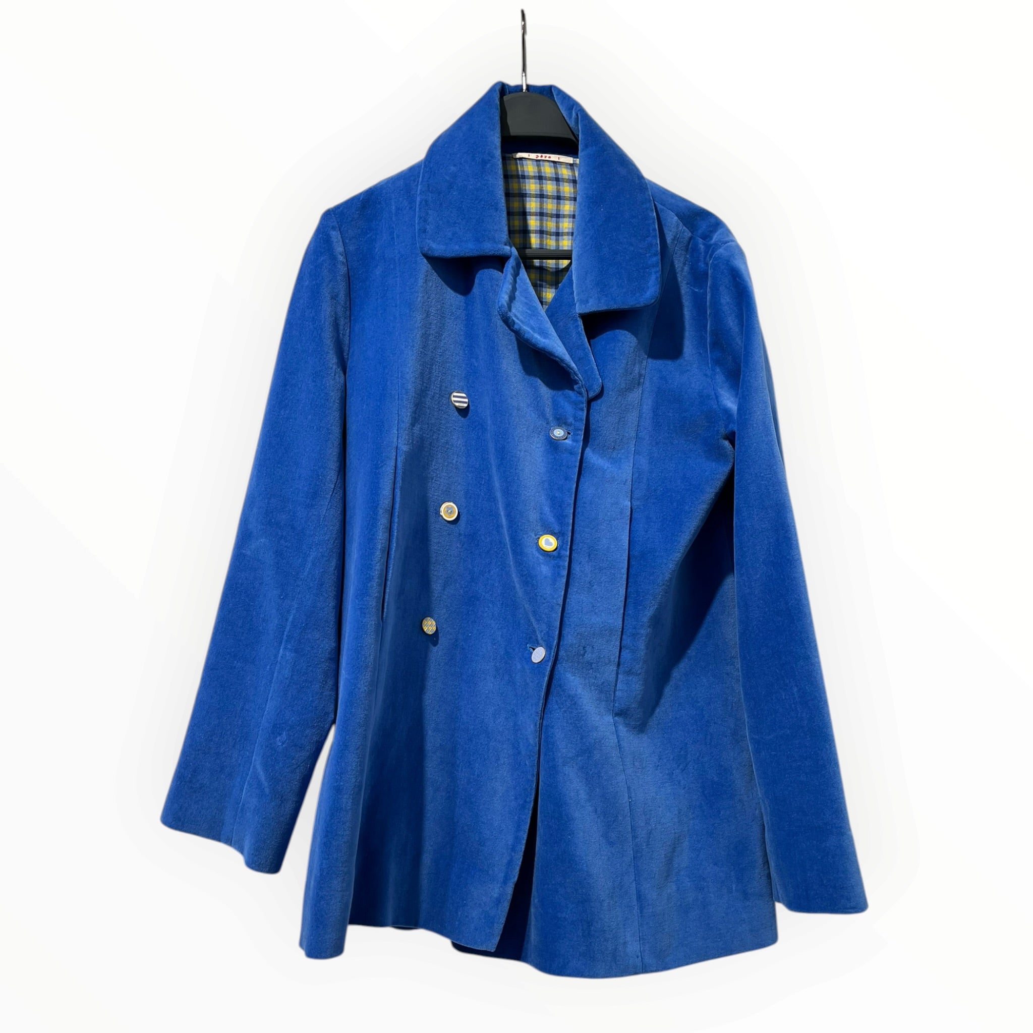PERO/Tailored Jkt/Velour/BLU/plaid lining view 1