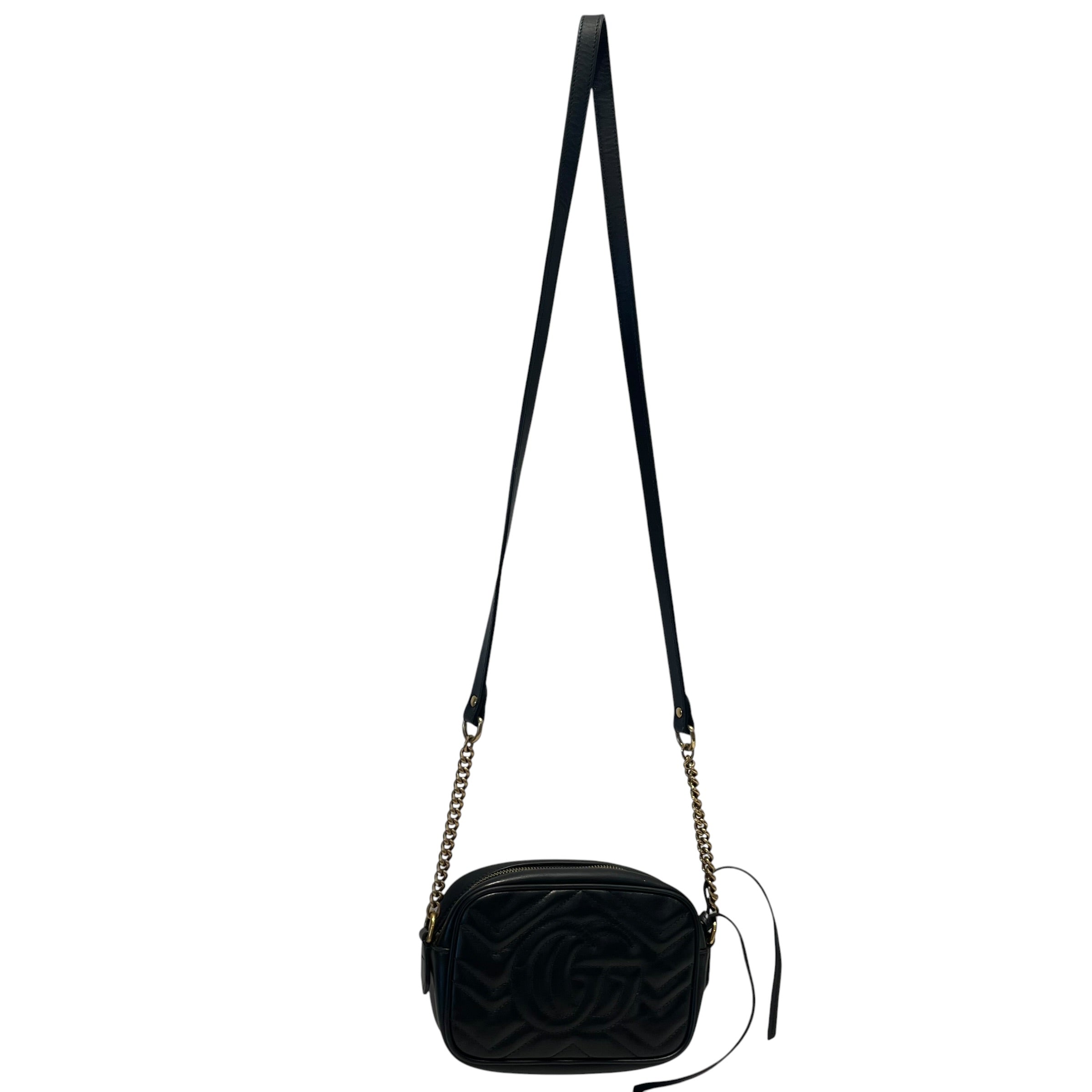 GUCCI/Cross Body Bag/Leather/BLK/GG MARMONT MATELASSE MINI view 2