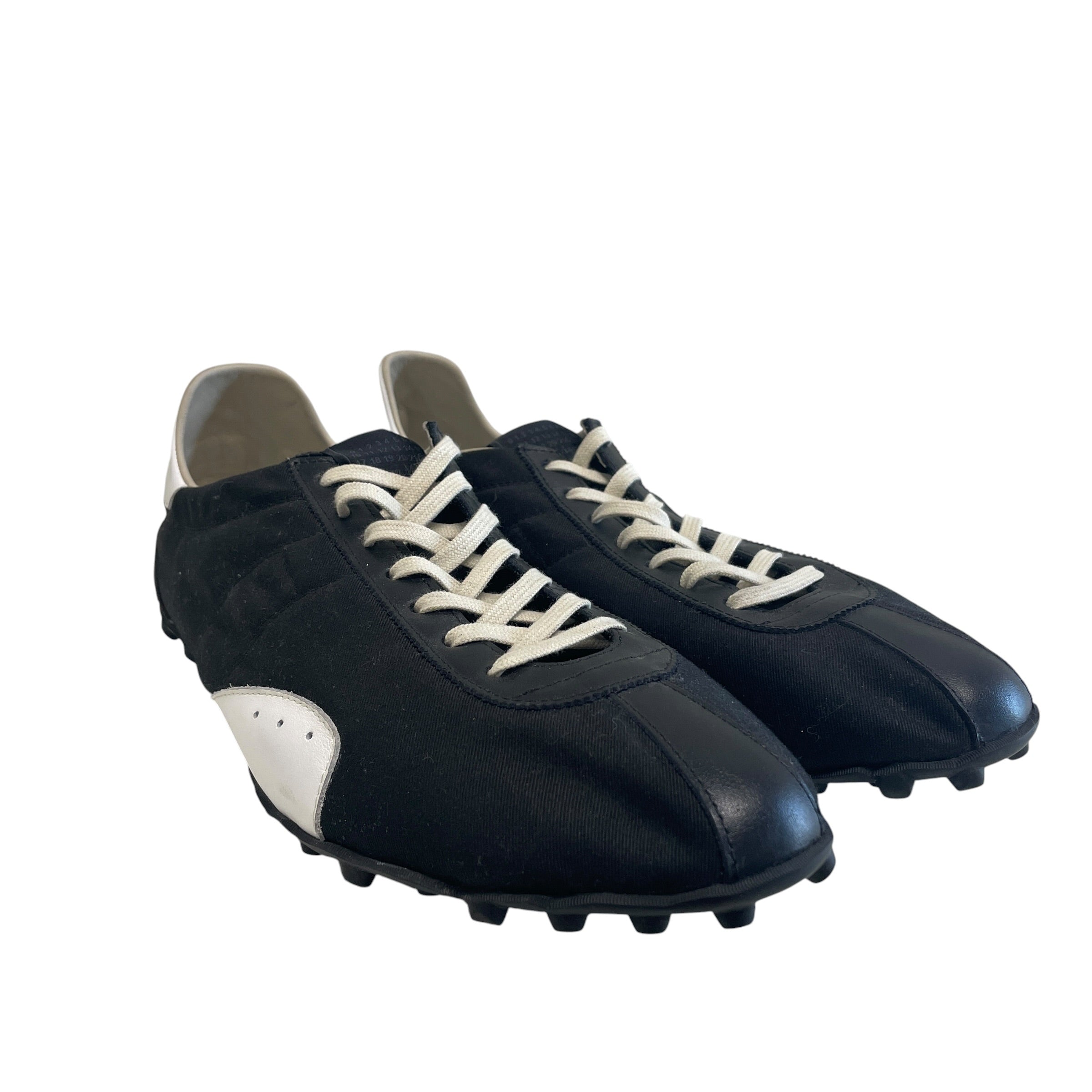Maison Margiela/Low-Sneakers/US 12/Cotton/BLK/blk trainers/wht leather view 1