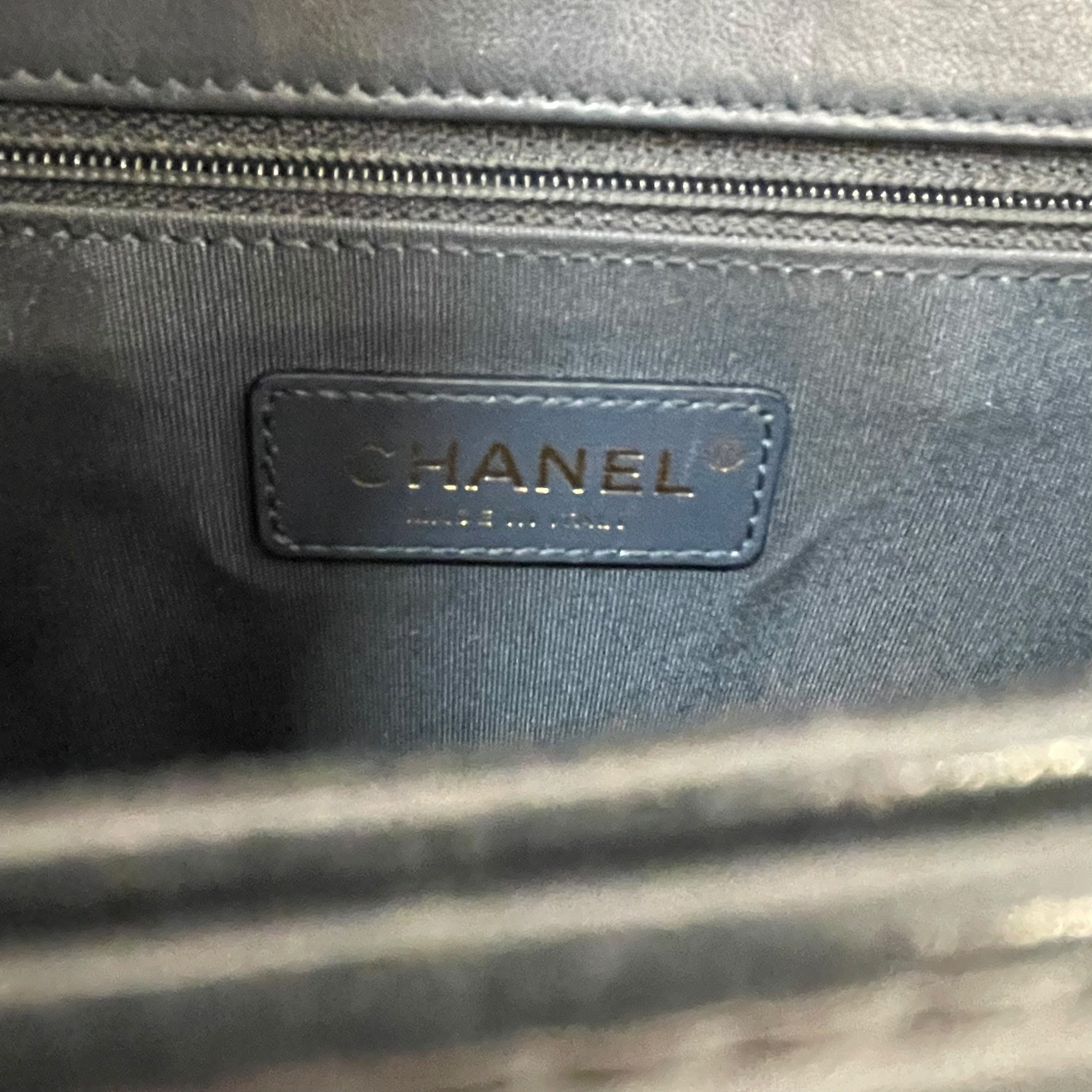 CHANEL/Hand Bag/Leather/BLU/sheepskin chevron flap bag view 5