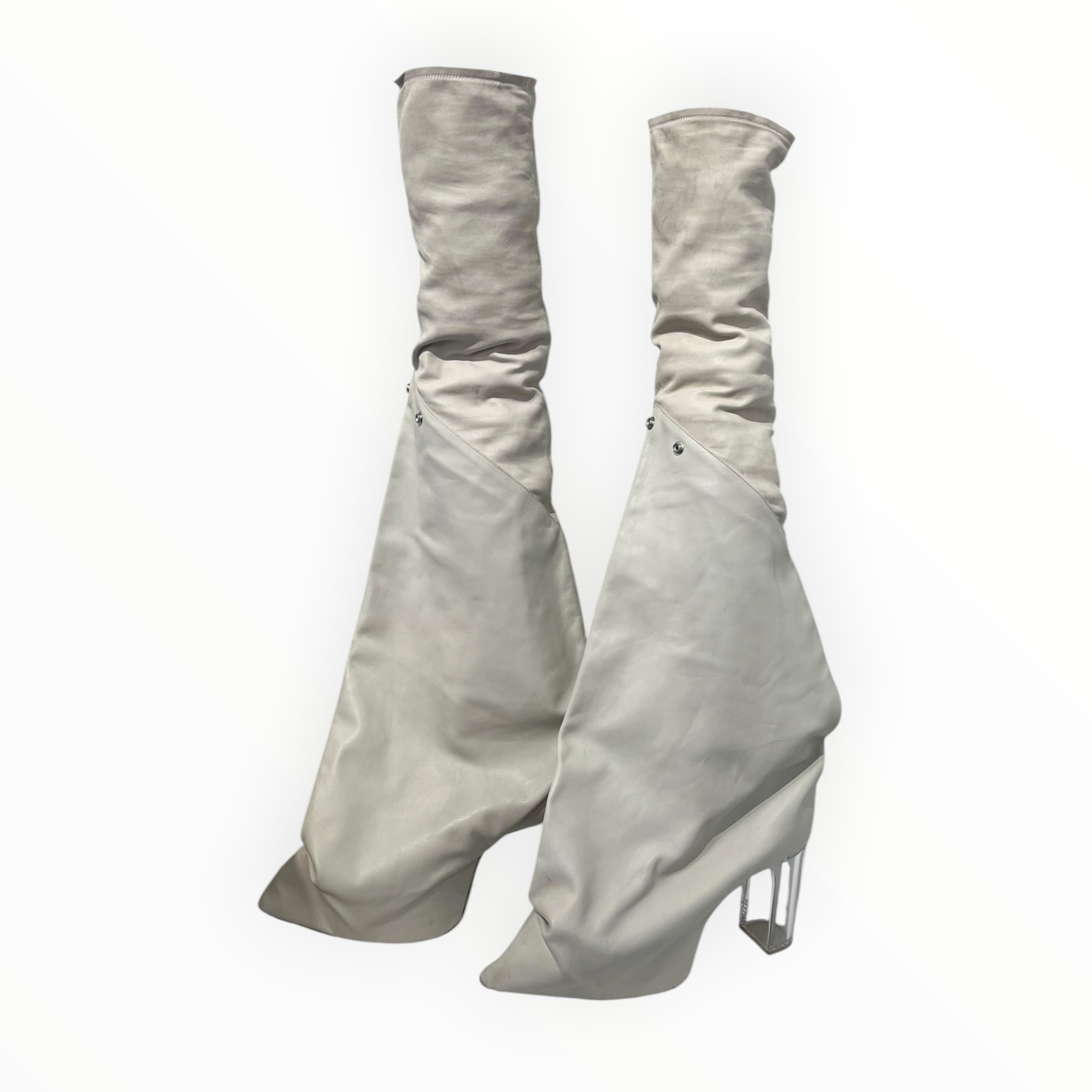Rick Owens/Boots/EU 44/Leather/WHT/THIGH HIGH TACO KISS BOOTS view 1