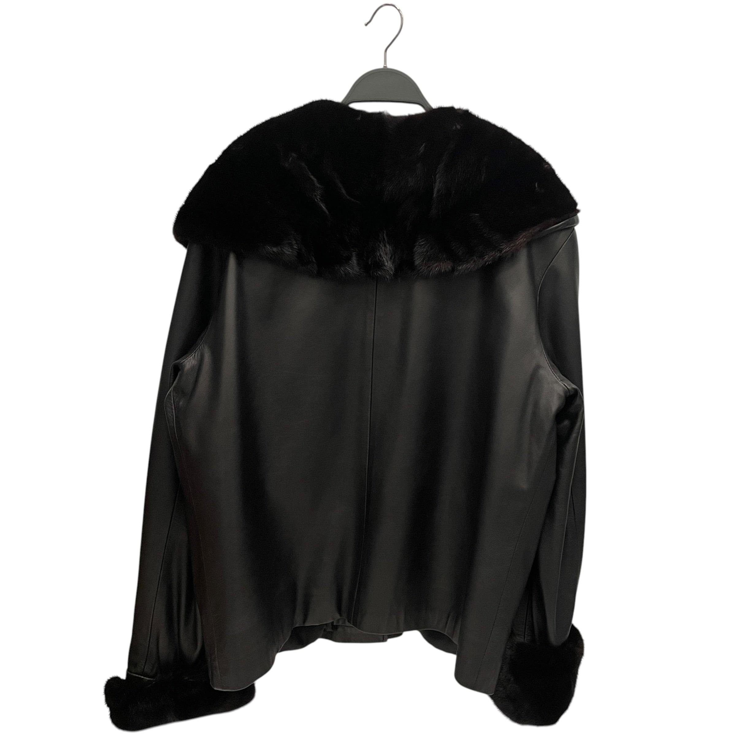 CHOSEN COUTURE COLLECTION/Leather Jkt/L/Leather/BLK/MINK FUR TRIM view 2