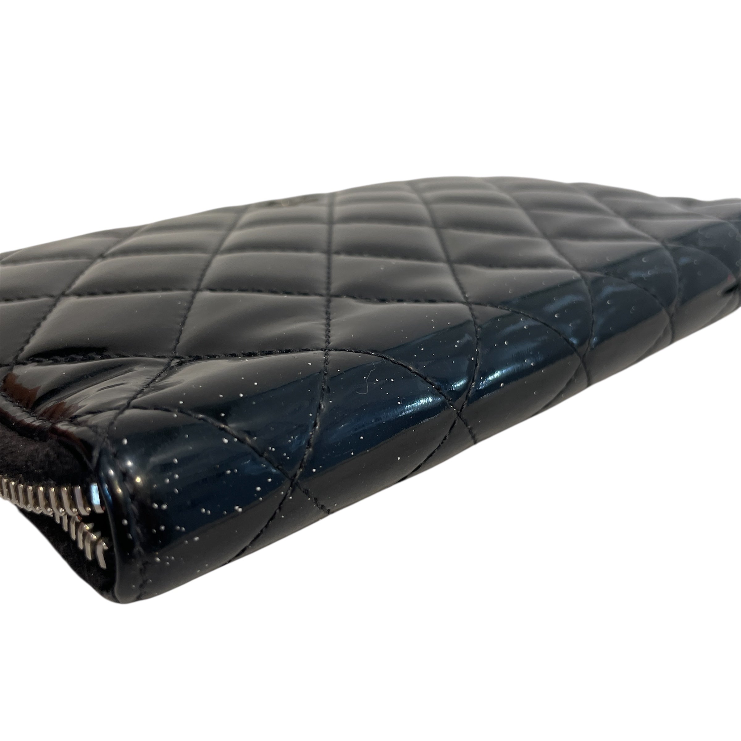 CHANEL/Long Wallet/Leather/BLK/Patent Leather Zip view 7