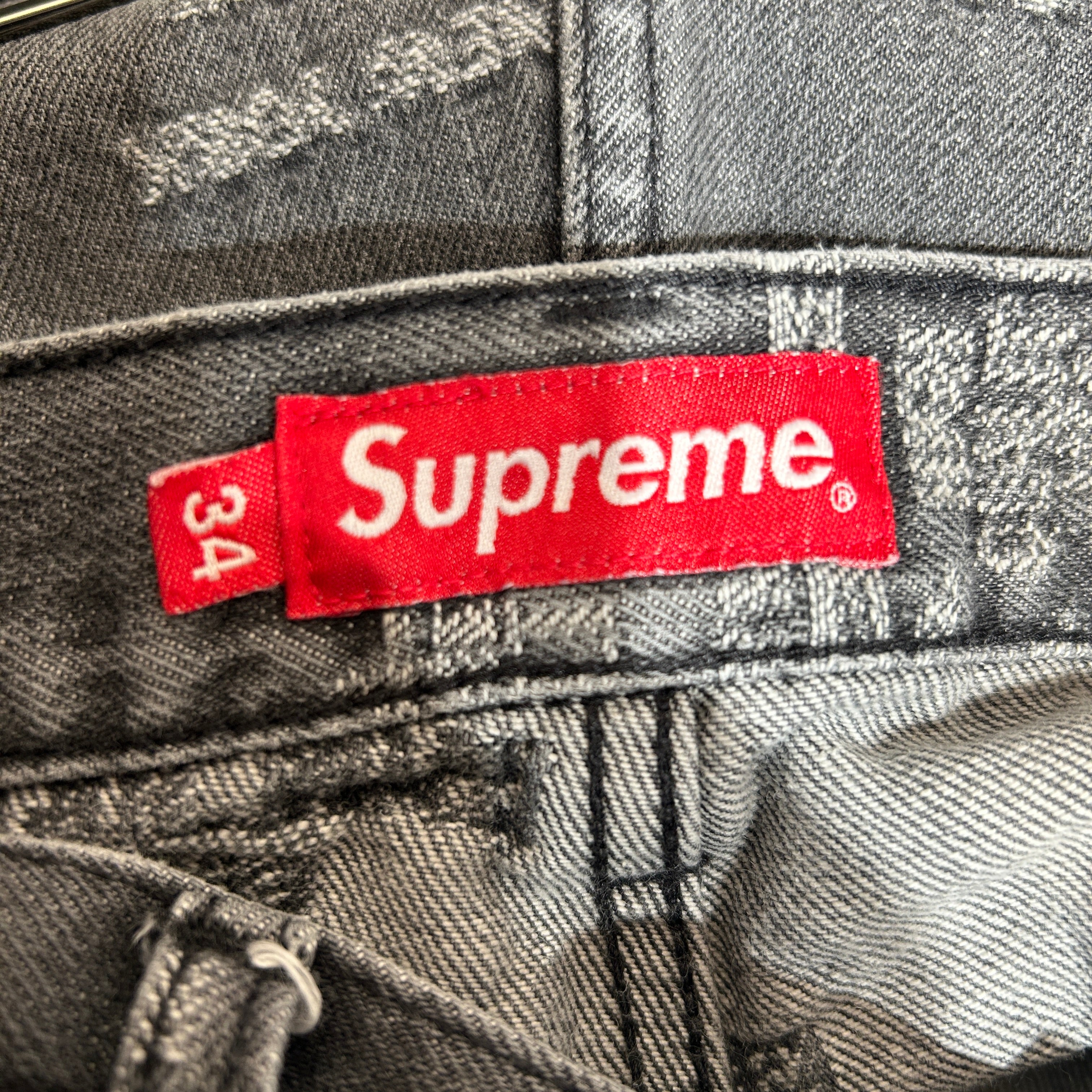 Supreme/Straight Pants/34/Denim/GRY/trademark jacquard baggy jean view 3
