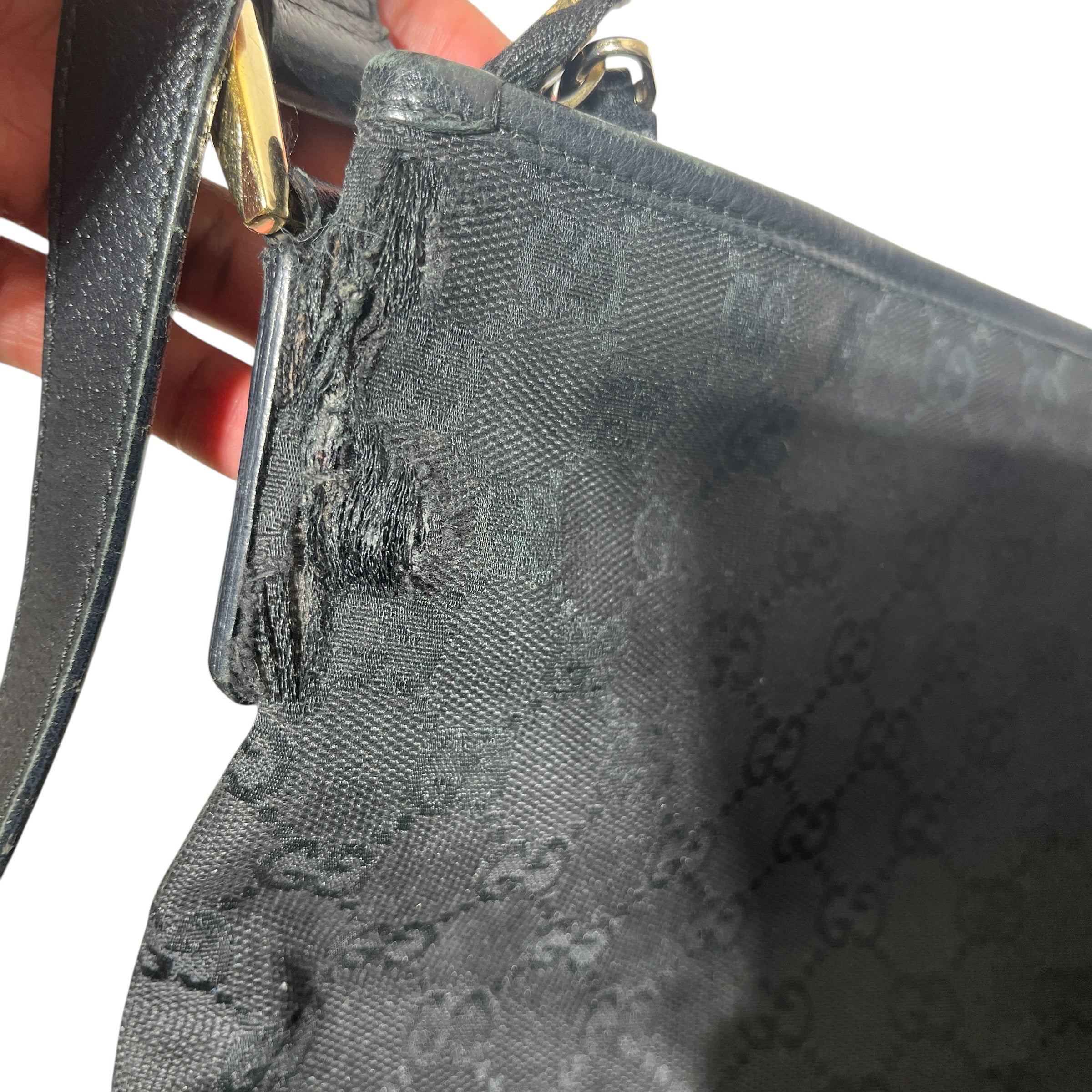 GUCCI/Hand Bag/Monogram/Cotton/BLK/Canvas Abbey D Ring Shoulder view 6