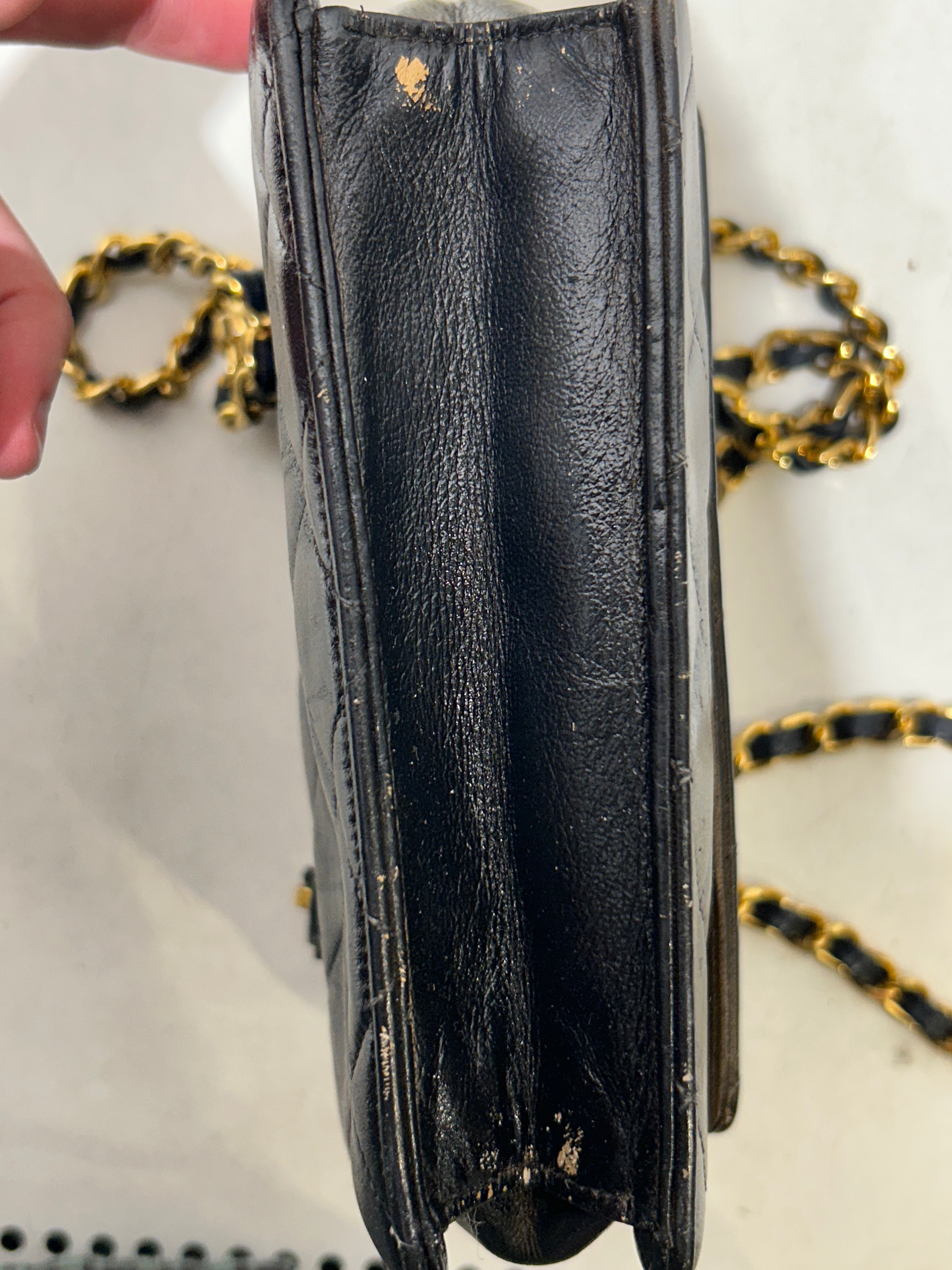 CHANEL/Cross Body Bag/Leather/BLK/QUILTED SQUARE GOLD HARDWARE view 9