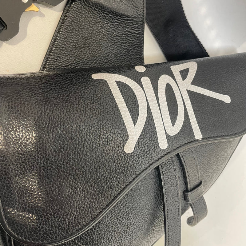 Christian Dior/STUSSY/Cross Body Bag/S/Leather/BLK/