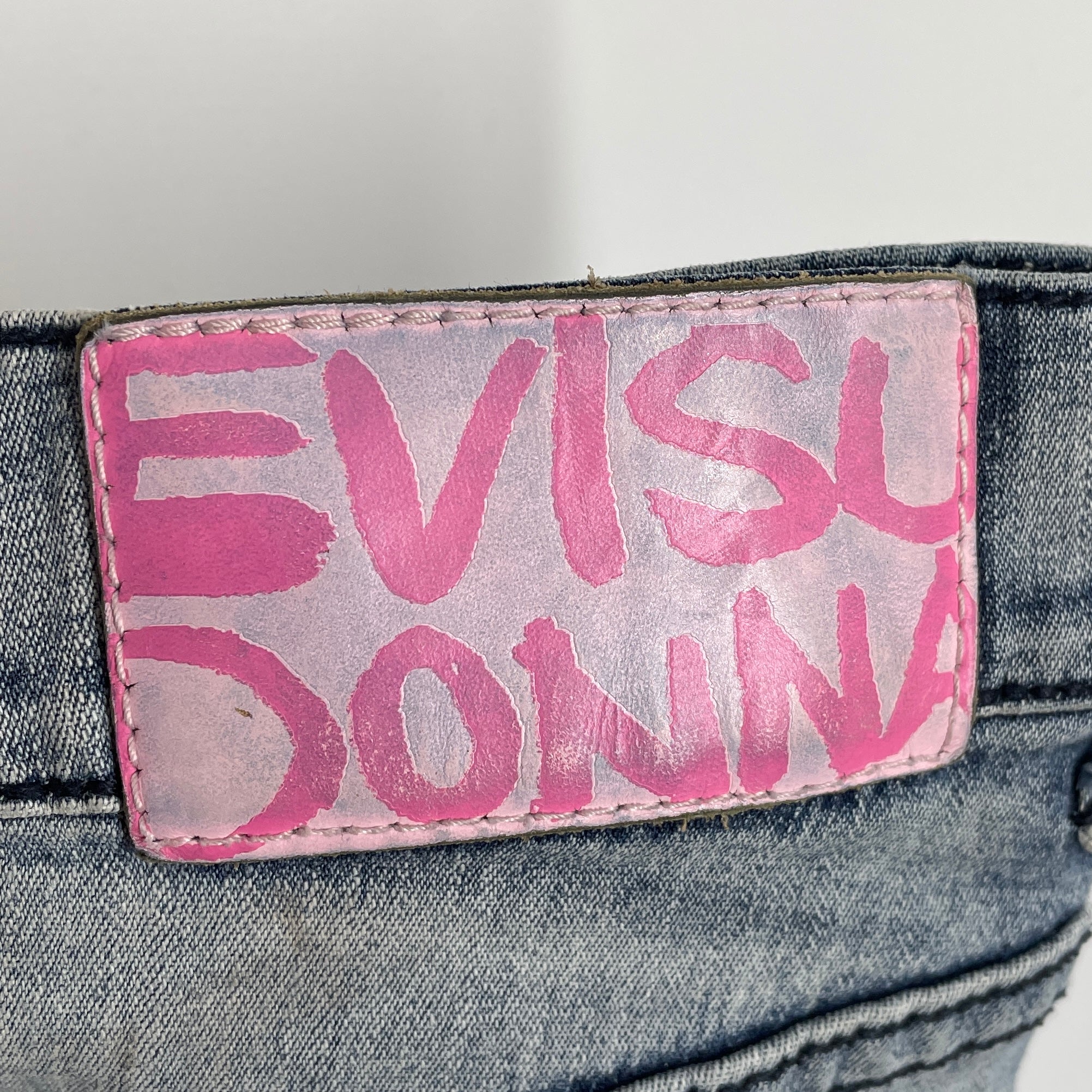 EVISU/Skirt/M/Cotton/BLU/PNK LOGO EMBROIERED OB BK PCKT view 3