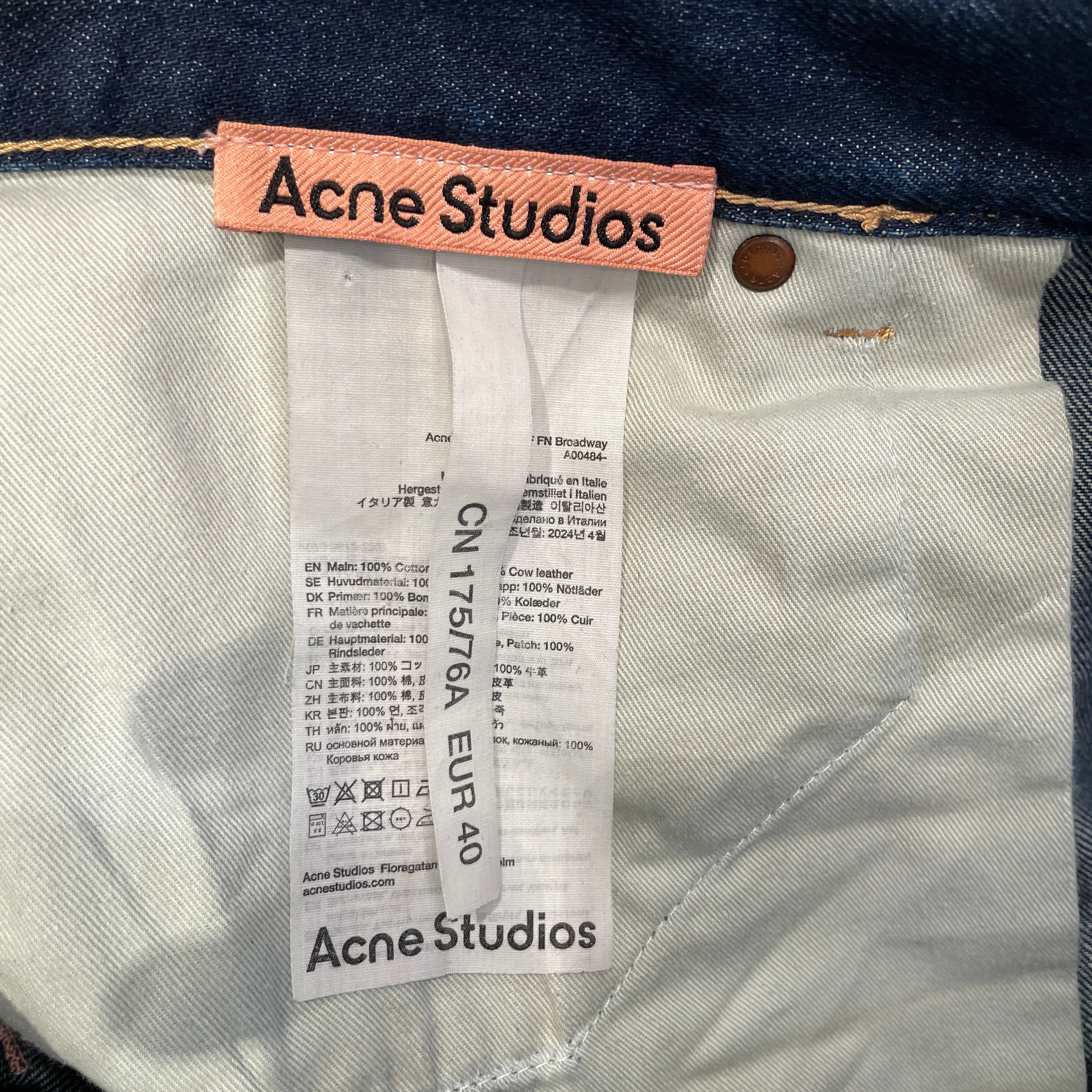 Acne Studios/Straight Pants/40/Cotton/IDG/WIDELEG CROPPED JEAN view 3