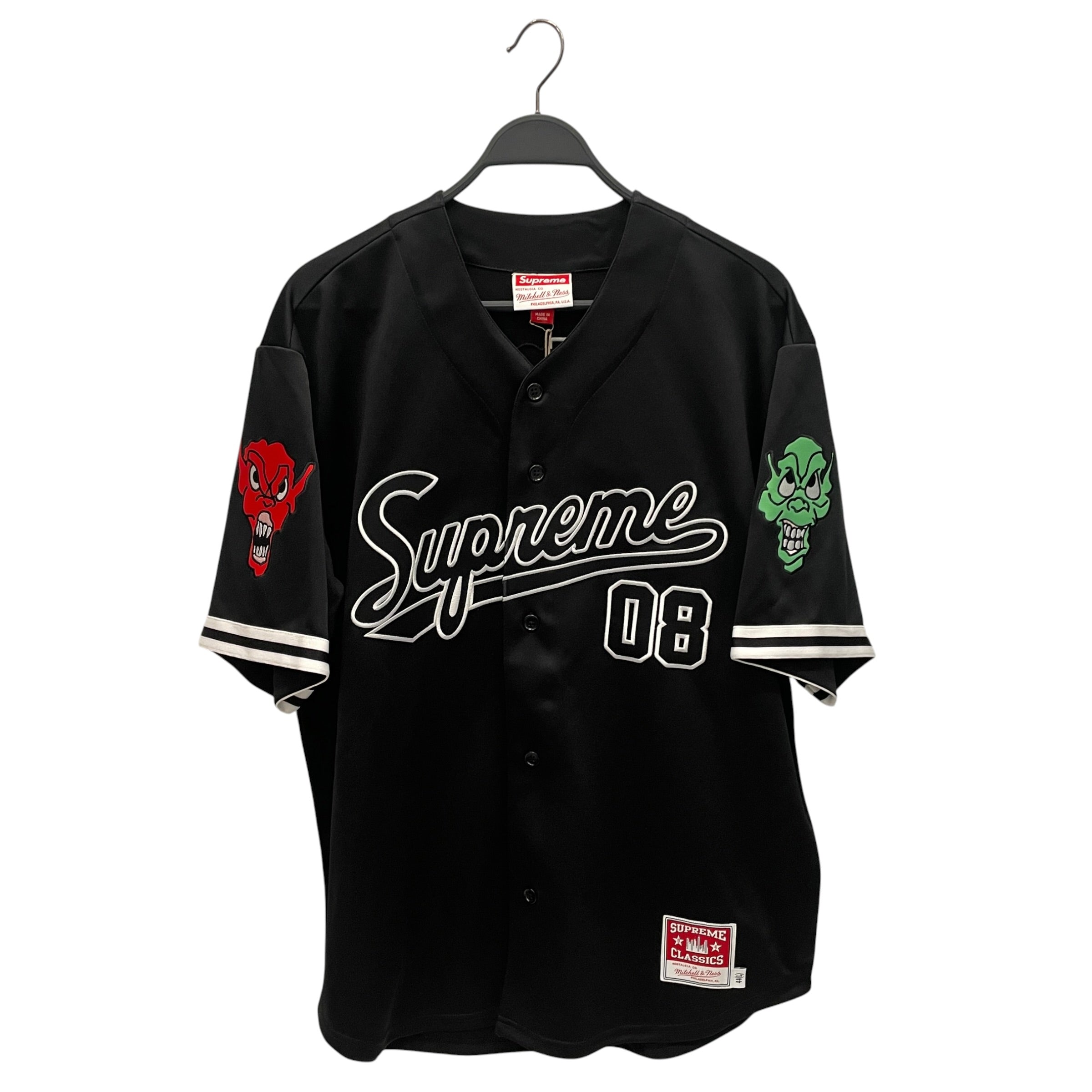 Supreme/mitchell&ness/SS Shirt/L/Polyester/BLK/BASEBALL SATIN JERSEY view 1