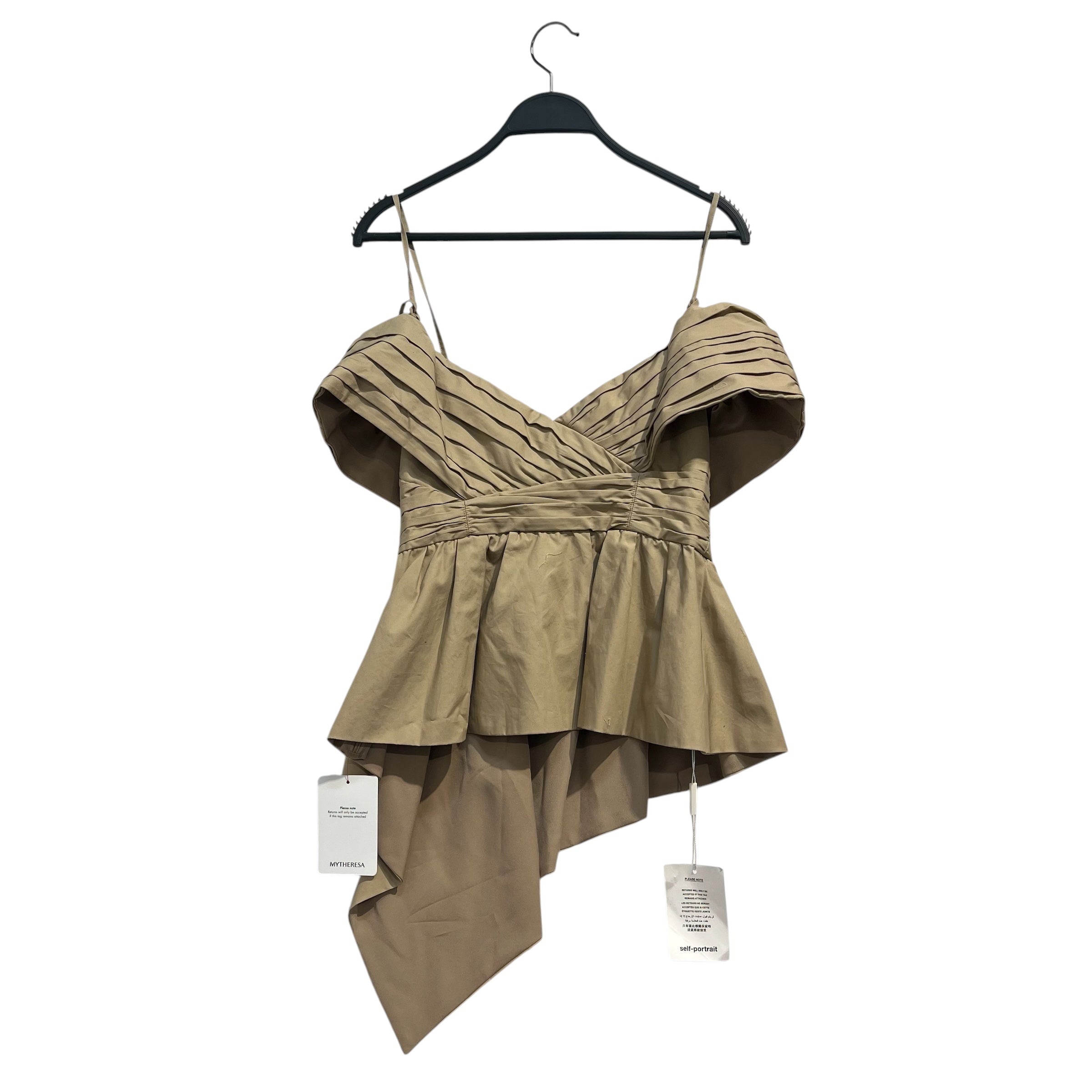 self-portrait/Blouse/4/Cotton/BEG/PLEATED OFF SHOULDER view 3