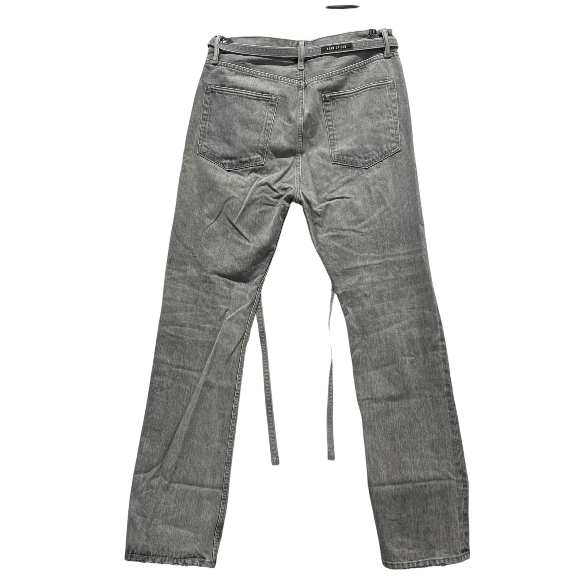 FEAR OF GOD/Straight Pants/34/Denim/GRY/DISTRESSED BELTED GREY DENIM view 2