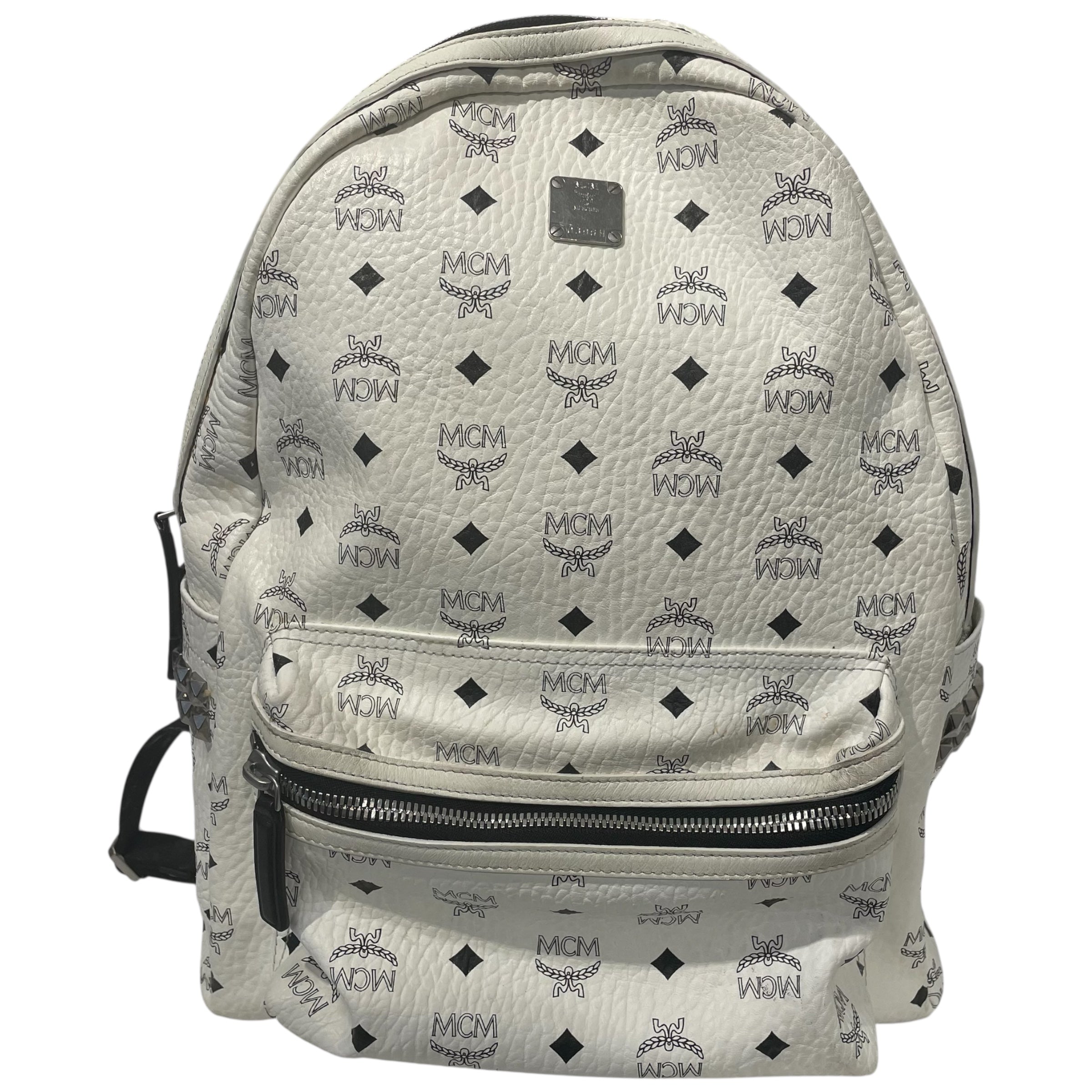MCM/Backpack/Monogram/Leather/WHT/MCM BLK/WHT BACKPACK view 1