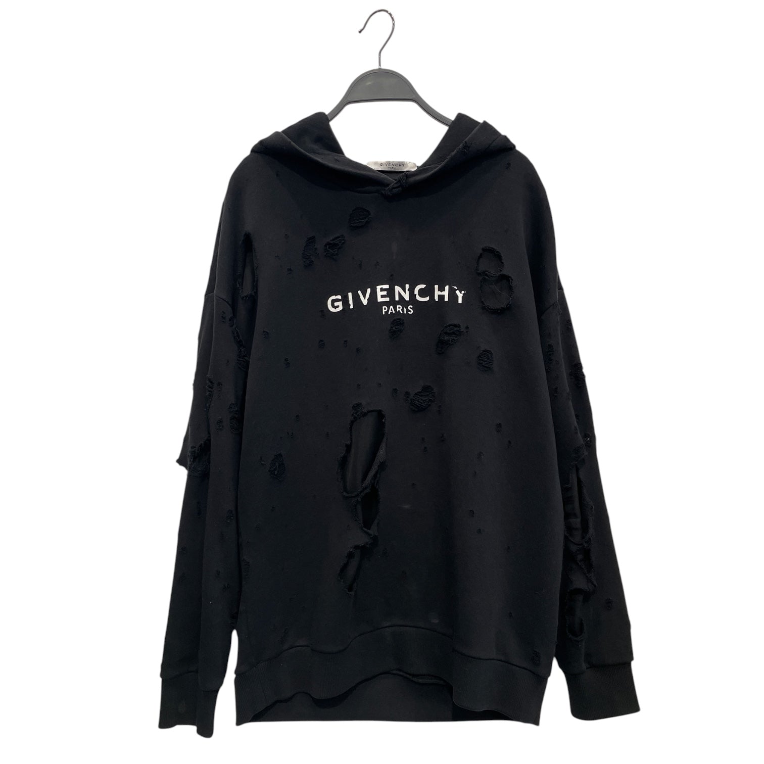 GIVENCHY/Hoodie/S/Cotton/BLK/DISTRESSED LOGO HOODIE view 1