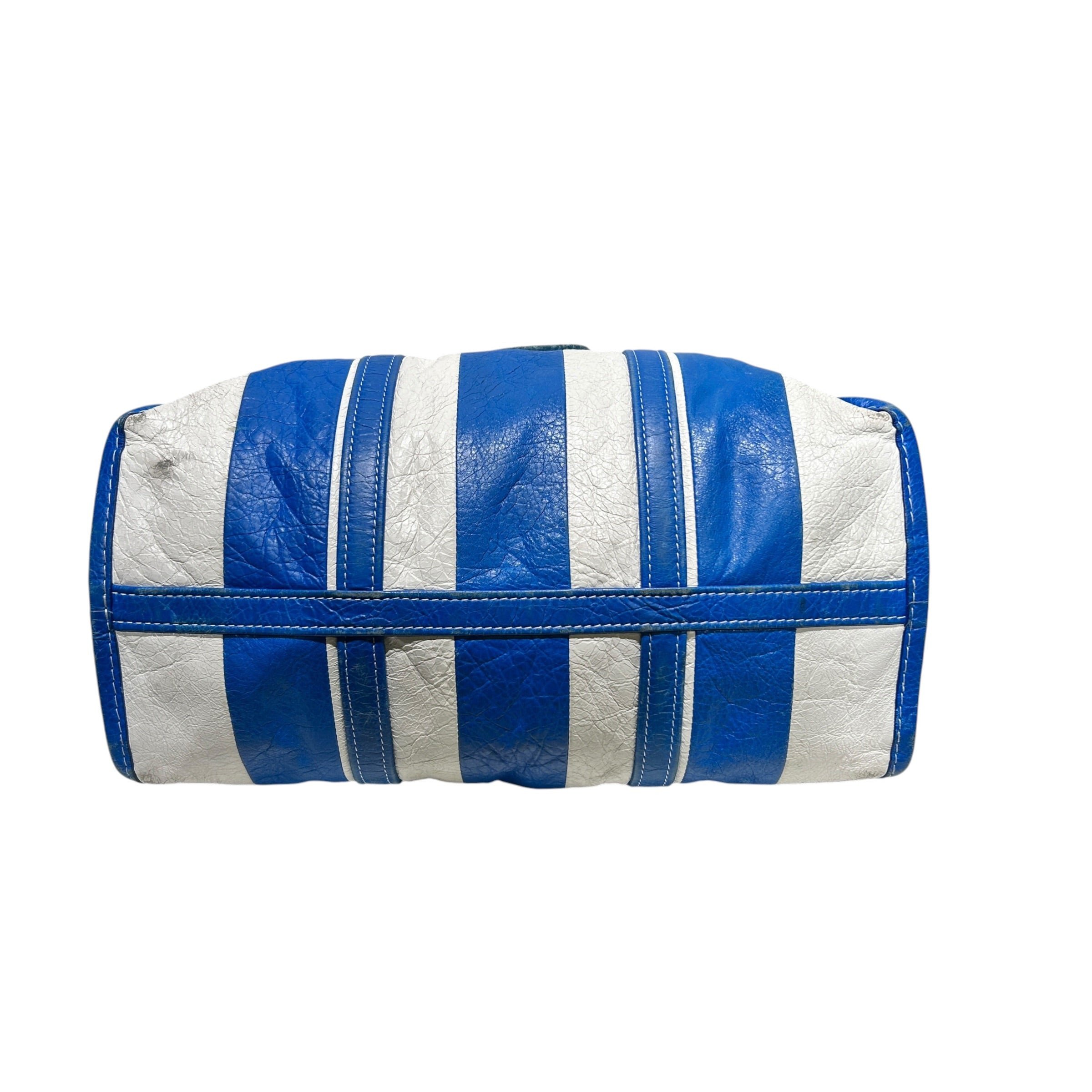 BALENCIAGA/Tote Bag/Stripe/Leather/BLU/bazaar tote view 3