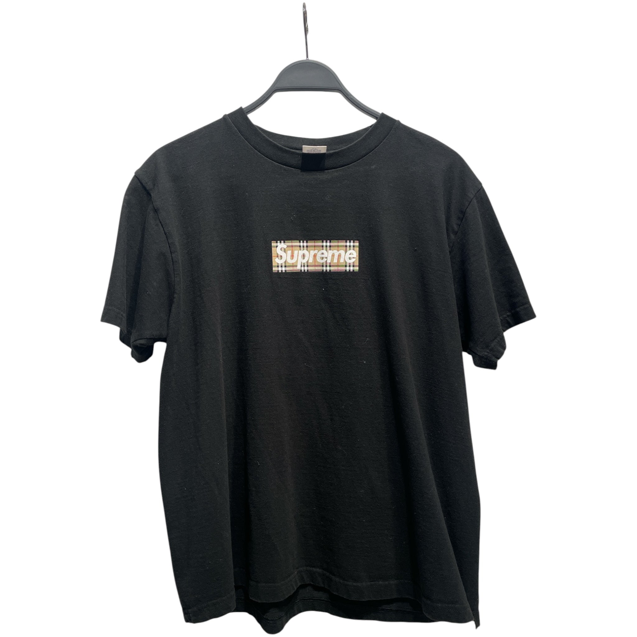 Supreme/BURBERRY/T-Shirt/S/Cotton/BLK/Burberry Check Box Logo Tee view 1