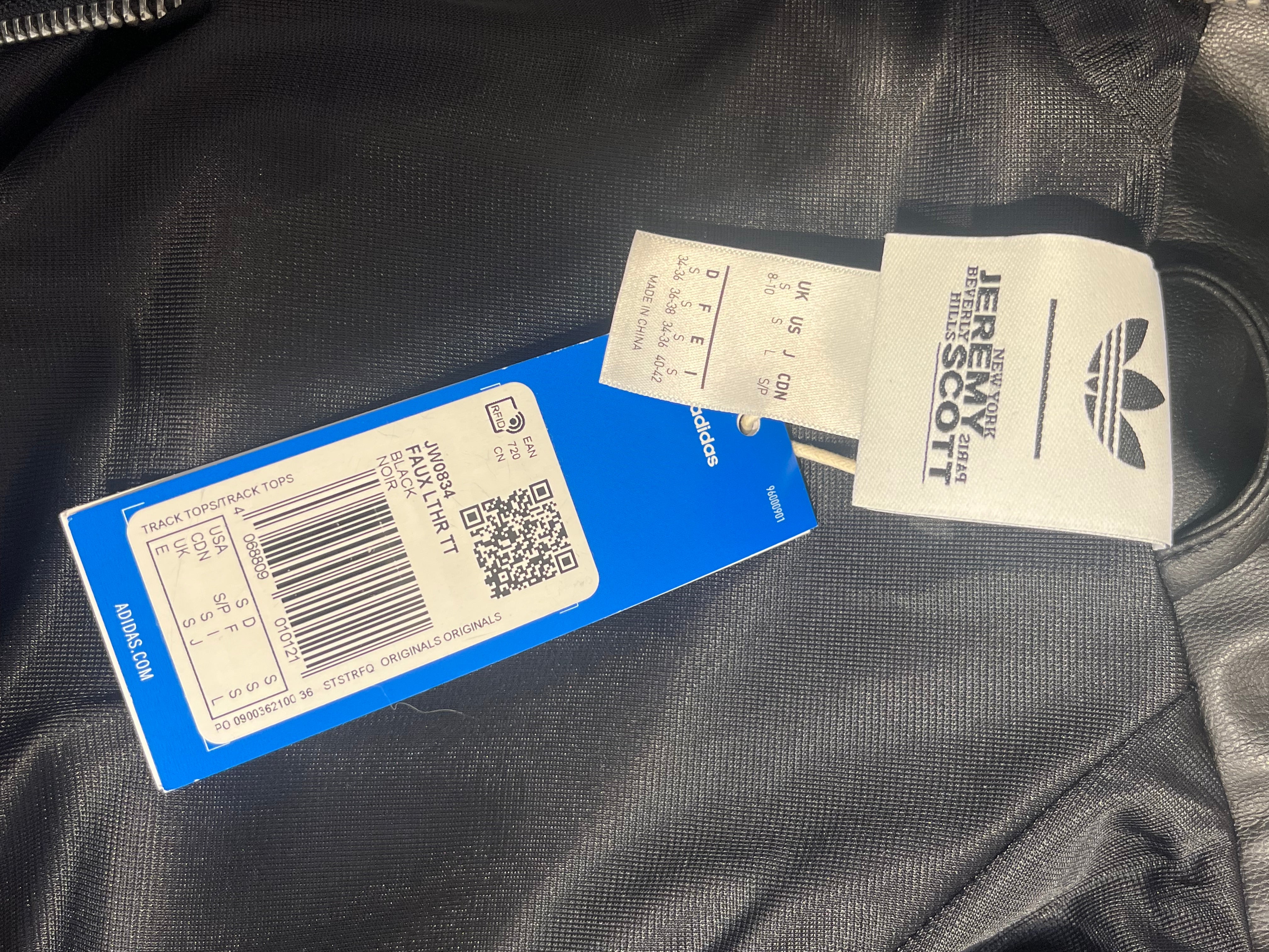 adidas/Track Jkt/S/Faux Leather/BLK/WOMEN BIKER TRACK JKT view 3
