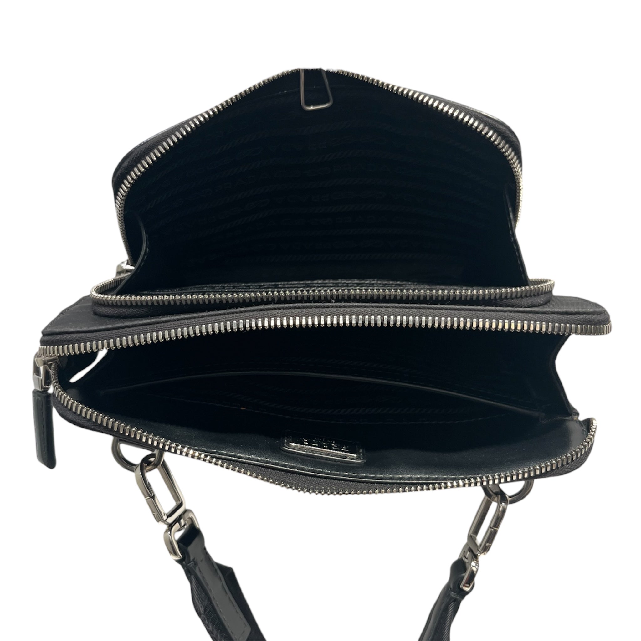 PRADA/Cross Body Bag/Leather/BLK/CRYSTAL RIBBON BAG view 3