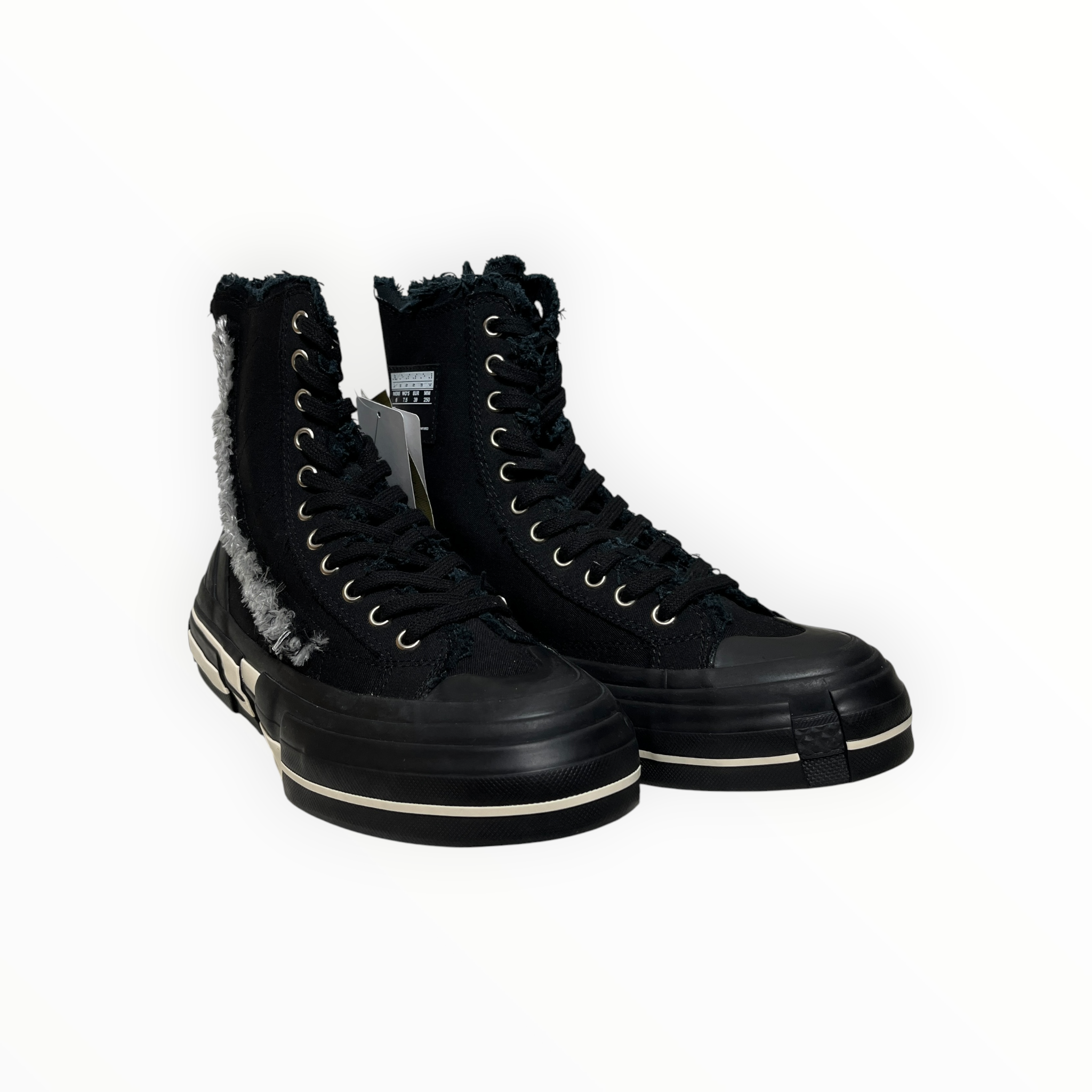 yohji yamamoto POUR HOMME/VESSEL/Hi-Sneakers/EU 39/Cotton/BLK/NWT/Raw edge/zipper back view 1