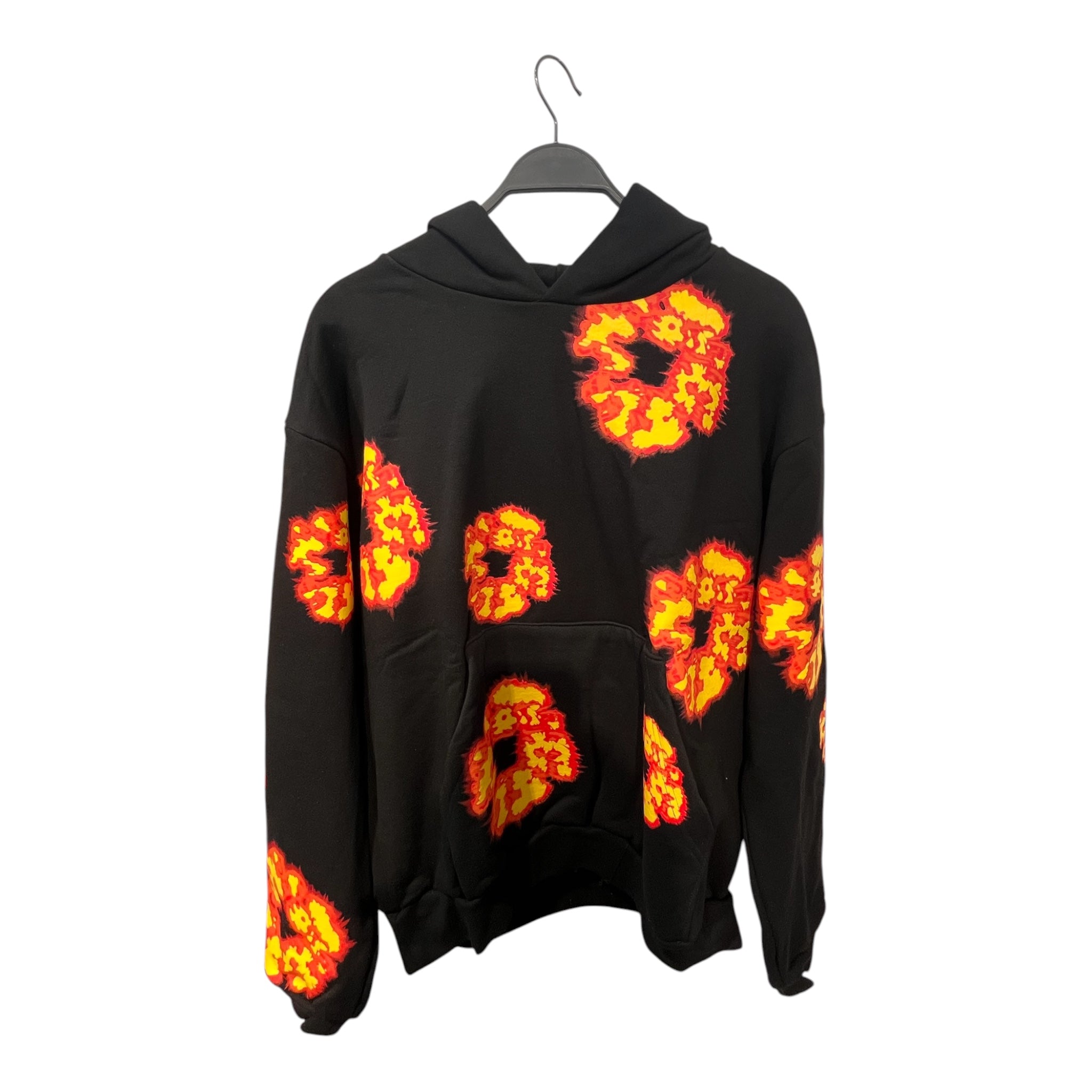 DENIM TEARS/Hoodie/M/All Over Print/Cotton/BLK/OFFSET TEARS RD/YLW WREATH (4) view 1