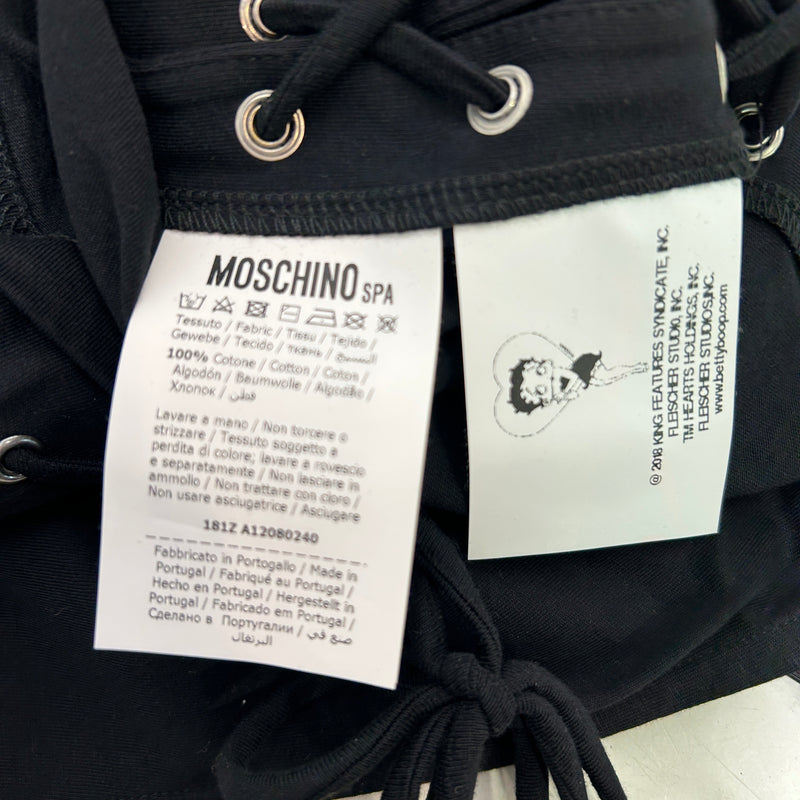 MOSCHINO/Camisole/34/Graphic/Cotton/BLK/CHARACTER LOGO TIE UP SIDES