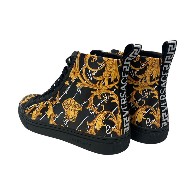 VERSACE/Hi-Sneakers/US 9/All Over Print/Leather/BLK/