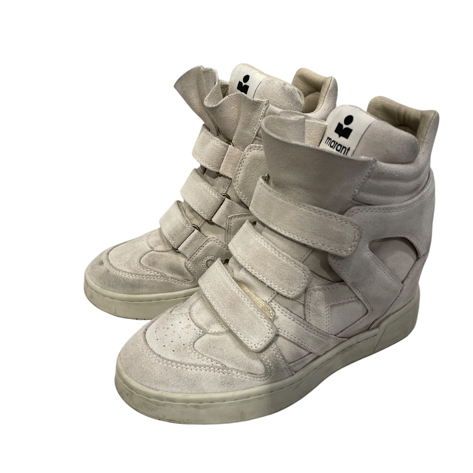 ISABEL MARANT/Hi-Sneakers/US 7/Suede/BEG/wedge sneakers/velcro