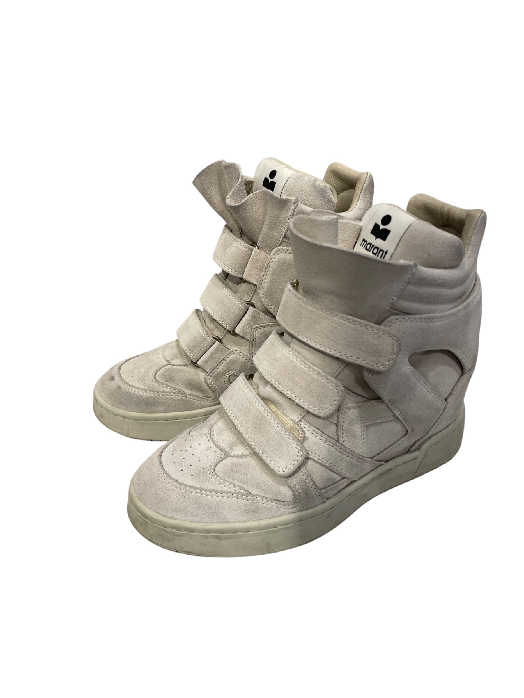 ISABEL MARANT/Hi-Sneakers/US 7/Suede/BEG/wedge sneakers/velcro view 1