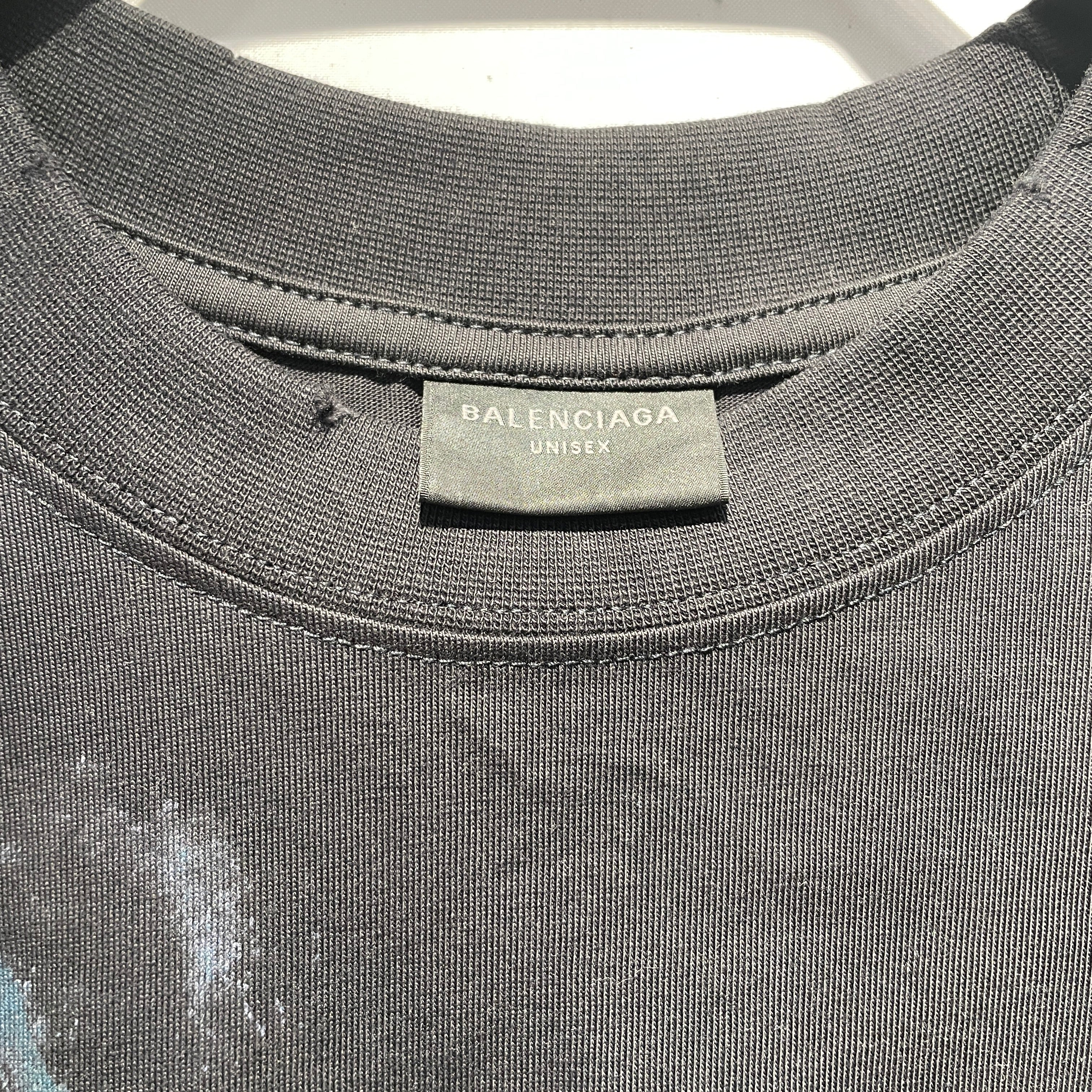 BALENCIAGA/T-Shirt/S/Cotton/BLK/Graphic/crayon graffiti view 3