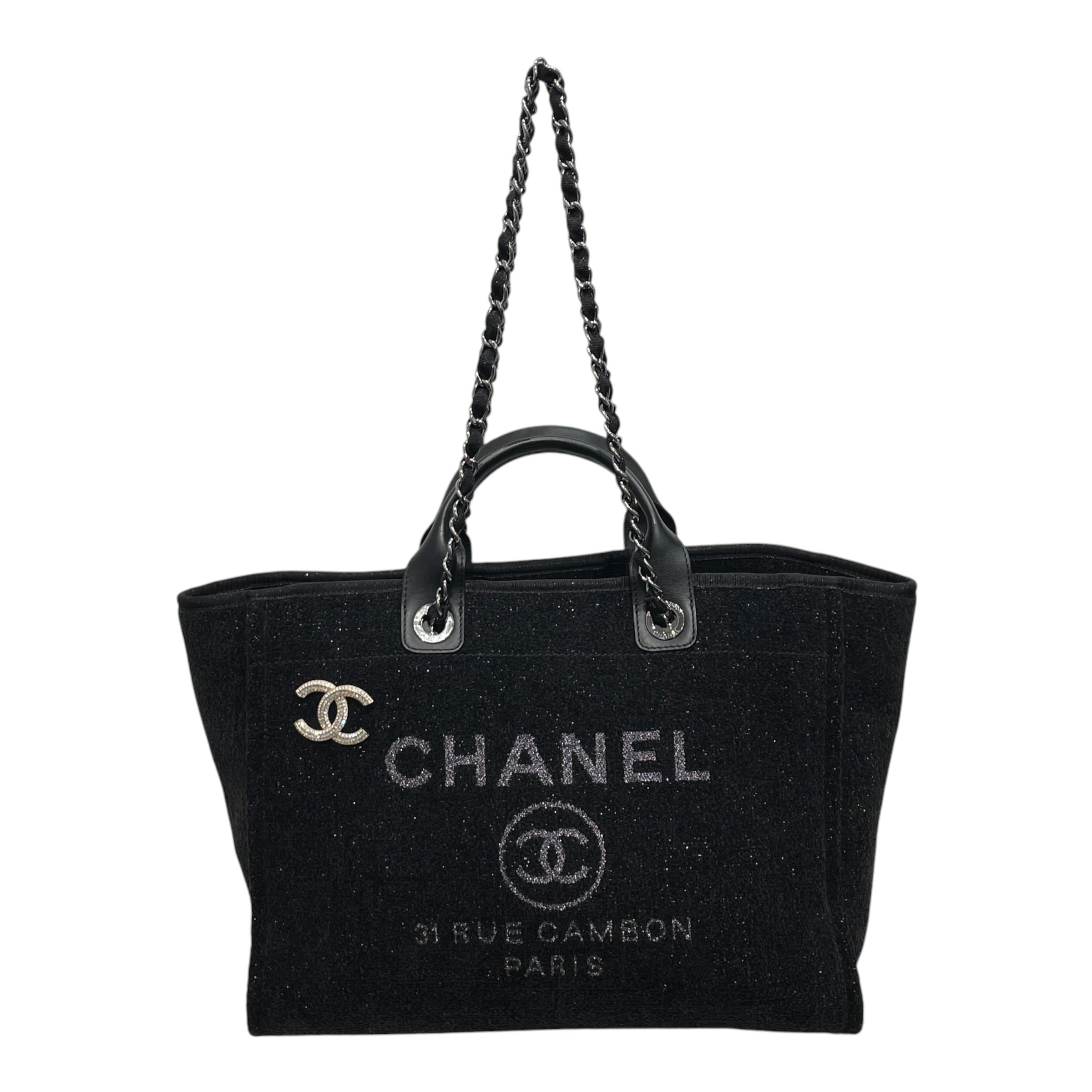 CHANEL/Tote Bag/BLK/Deauville Tweed w/ Pin view 1