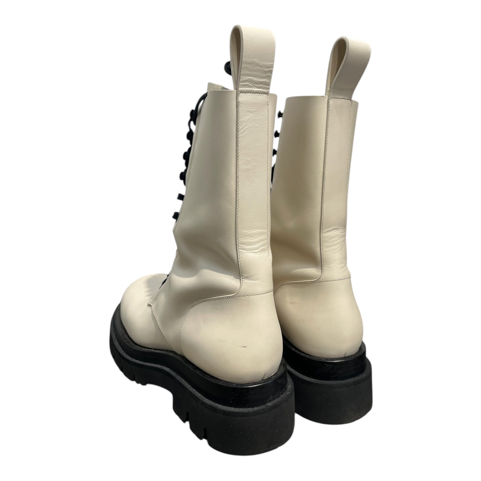 BOTTEGA VENETA/Boots/EU 40/Leather/WHT/lug sole military lace up view 2
