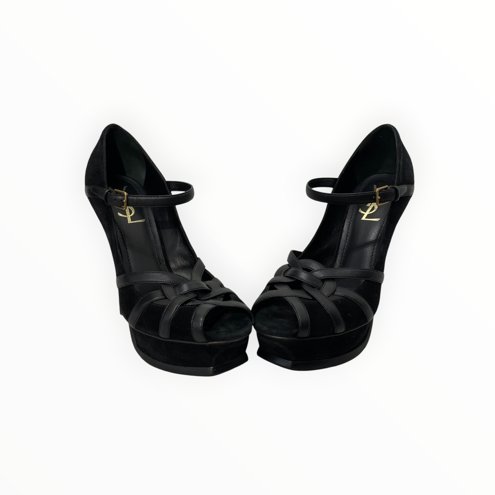 YVES SAINT LAURENT/Heels/US 7.5/Leather/BLK/Ankle Strap/Tribute Platform Pumps view 3