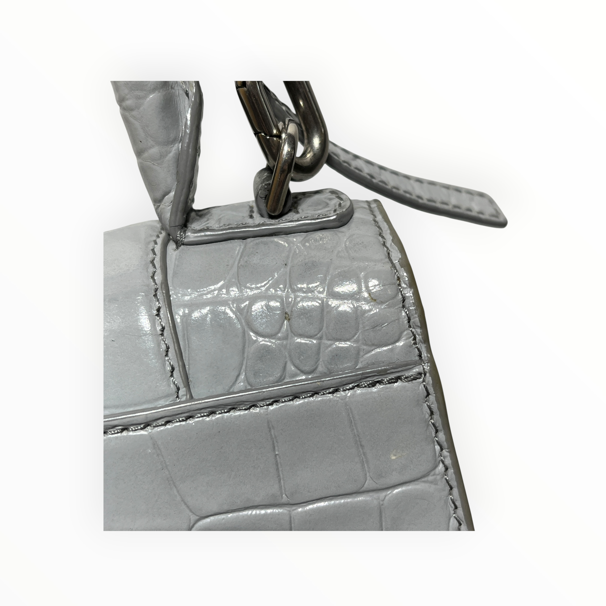 BALENCIAGA/Cross Body Bag/Animal Pattern/Leather/GRY/HOURGLASS MINI CROC view 13