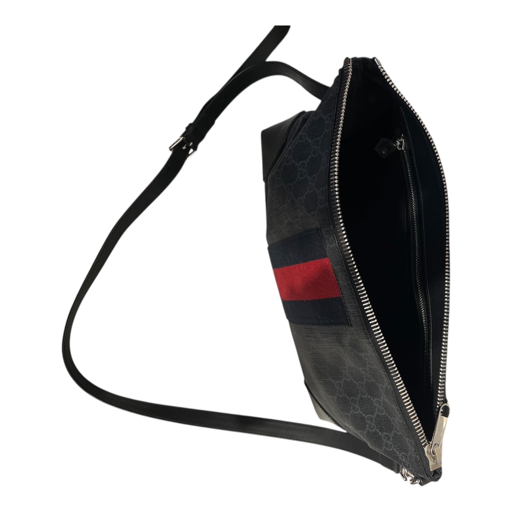 GUCCI/Cross Body Bag/Monogram/Leather/BLK/GG SUPREME SHOULDER view 3
