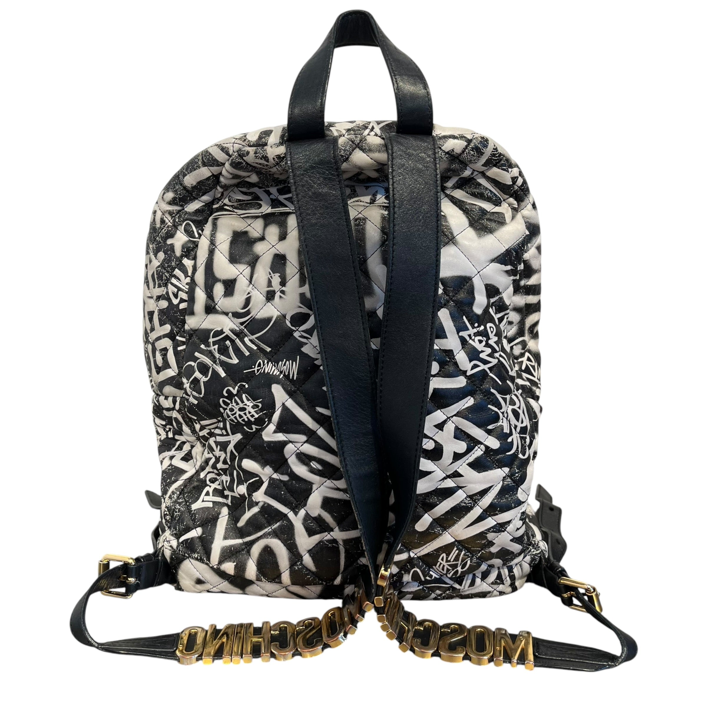 MOSCHINO/Backpack/All Over Print/Cotton/MLT/GRAFFITI BACKPACK B&W view 2