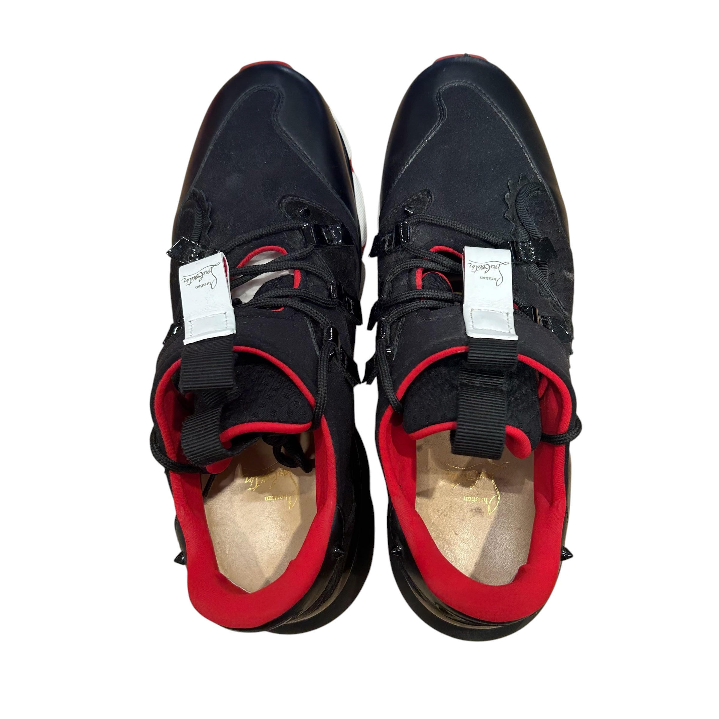 Christian Louboutin/Low-Sneakers/EU 44/Suede/BLK/Red Runner Black Velvet view 3