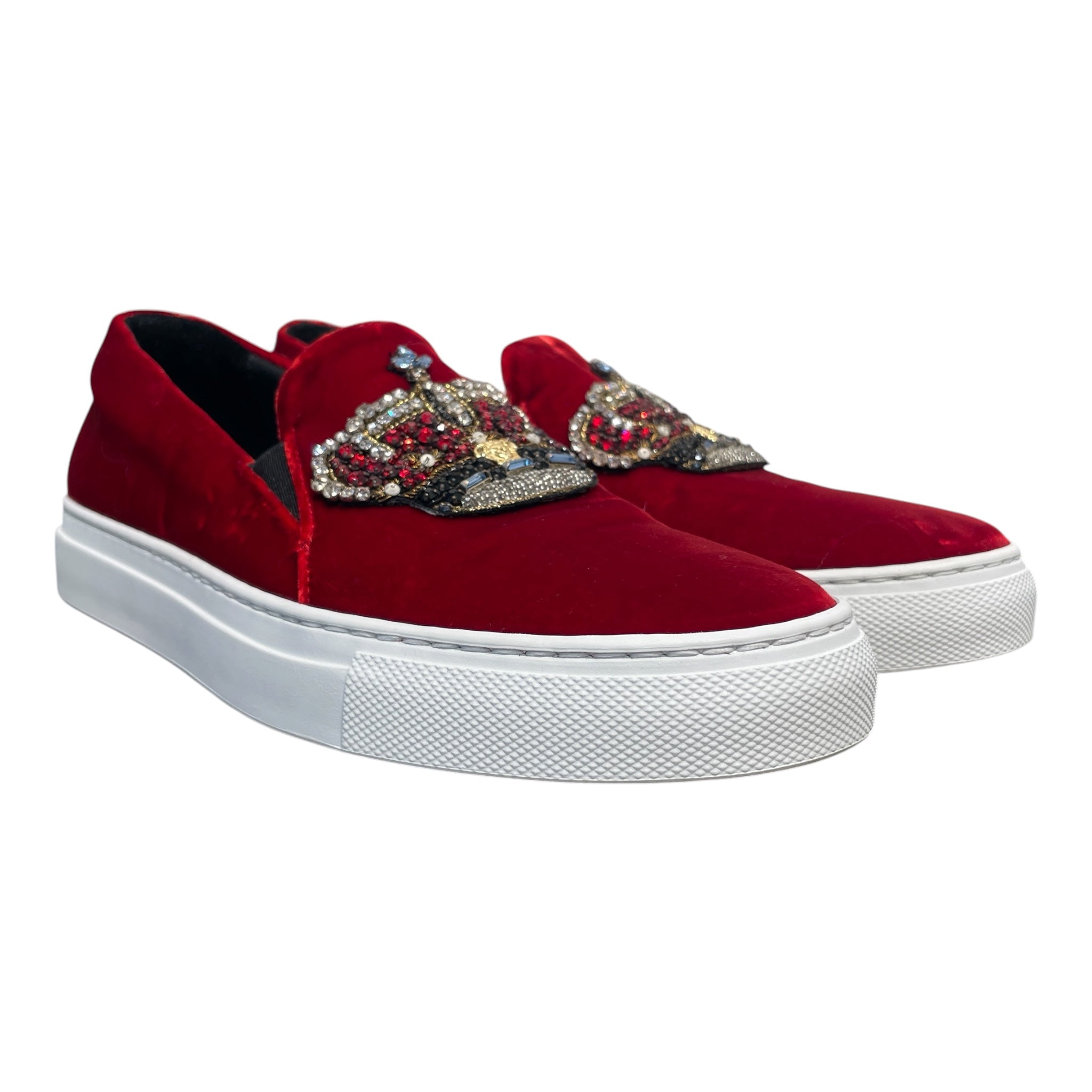 VERSACE/Low-Sneakers/EU 36/Velour/RED/ROCK N ROYALTY SLIP ON