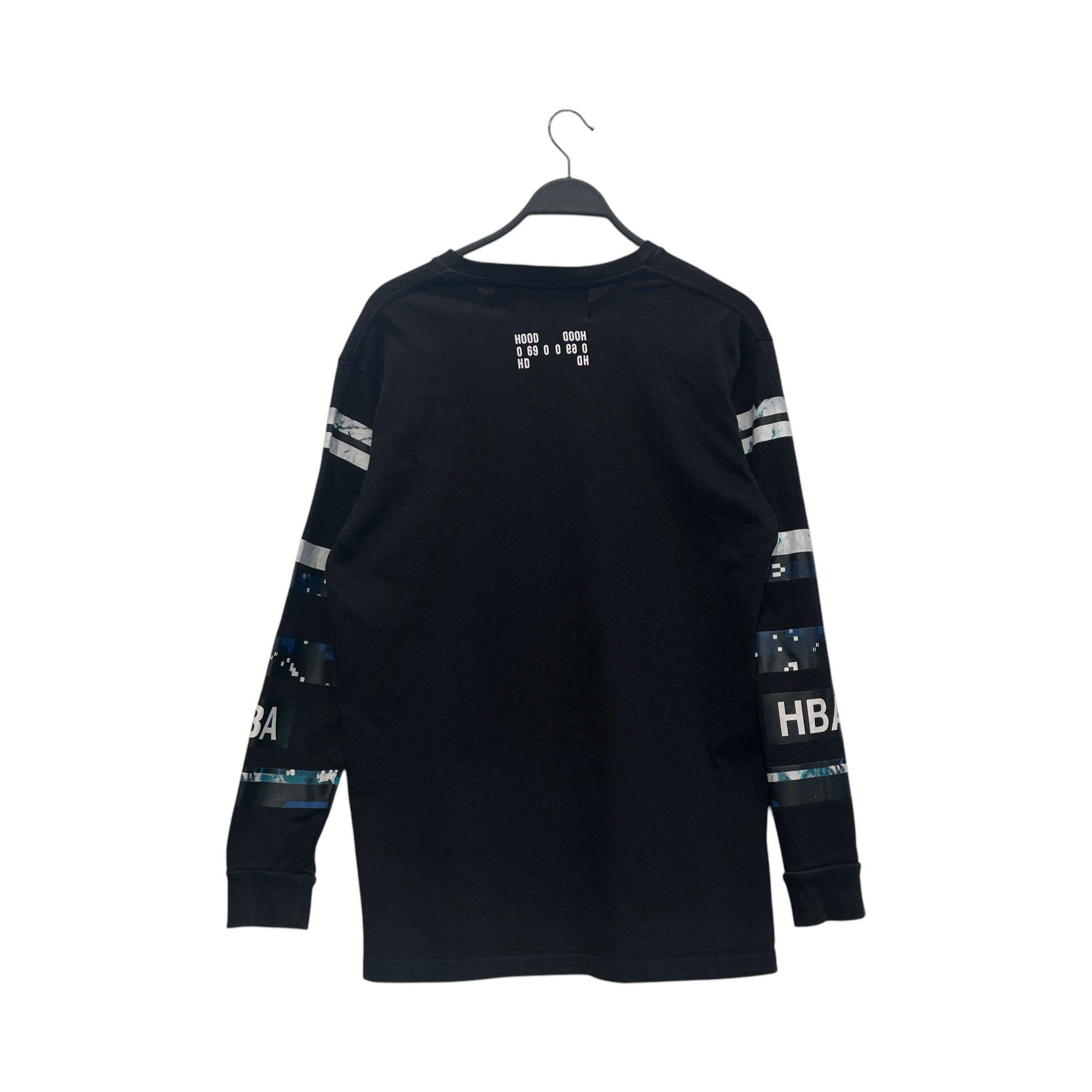 HOOD BY AIR./LS T-Shirt/L/Cotton/BLK/Graphic/PIXEL GRAPHIC ON CHEST/SLEEVE view 2