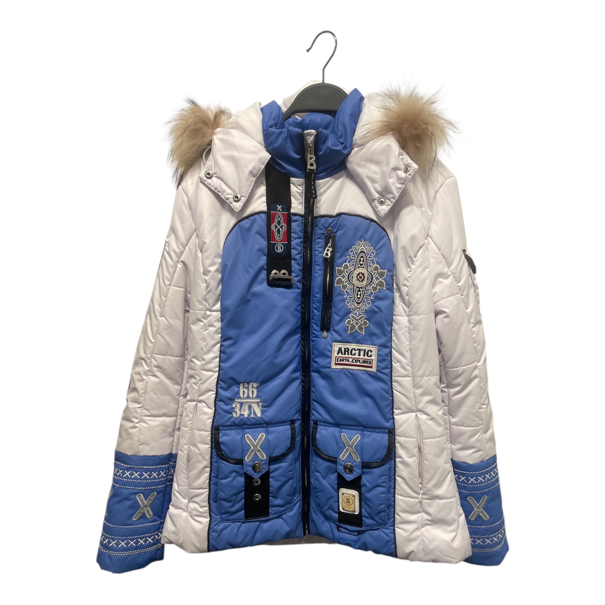 BOGNER/Puffer Jkt/S/Polyester/WHT/RN #54198 FURR HOOD view 1