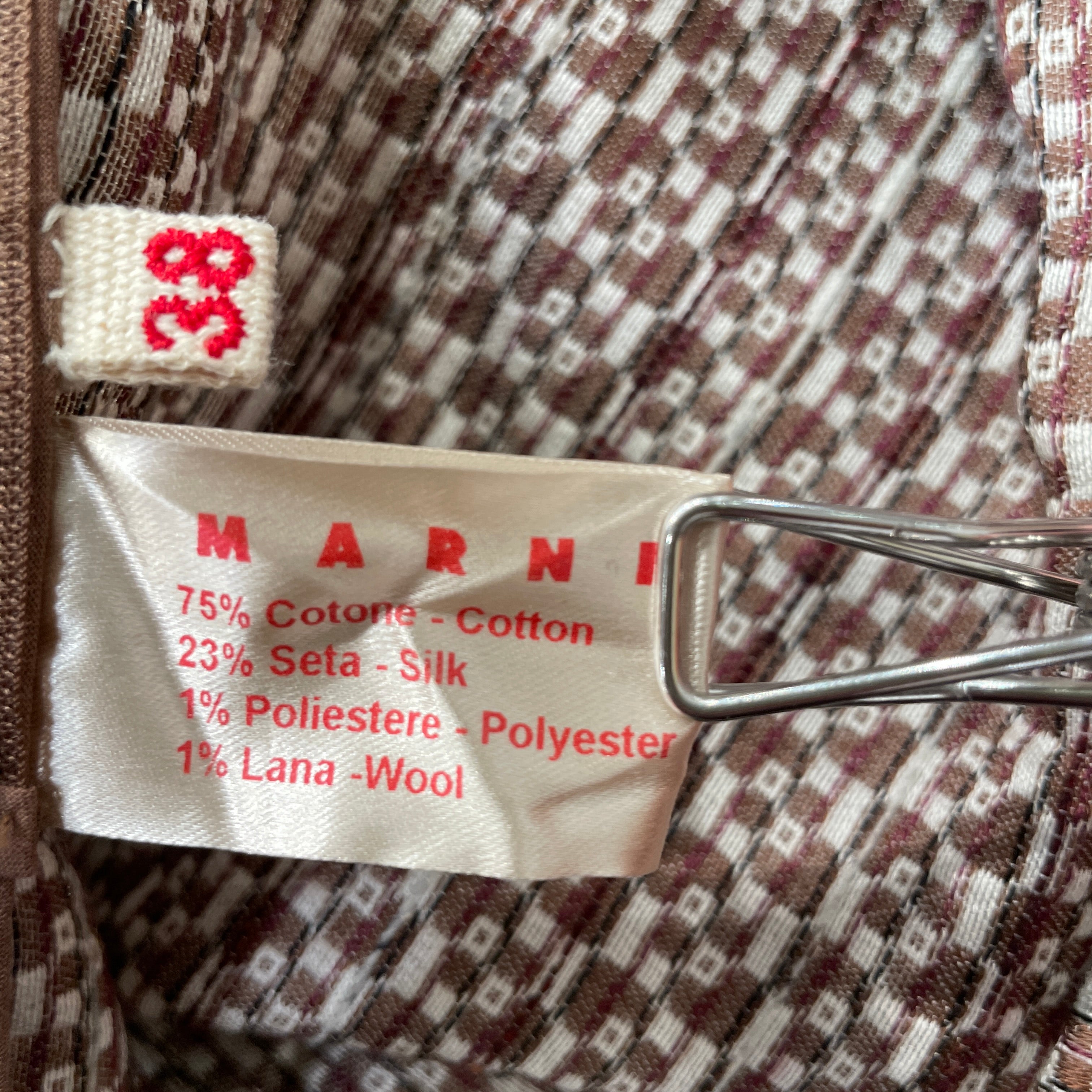MARNI/Skirt/38/All Over Print/Cotton/MLT/Midi Length/COTTON SILK BRW WHT SQUARES view 4