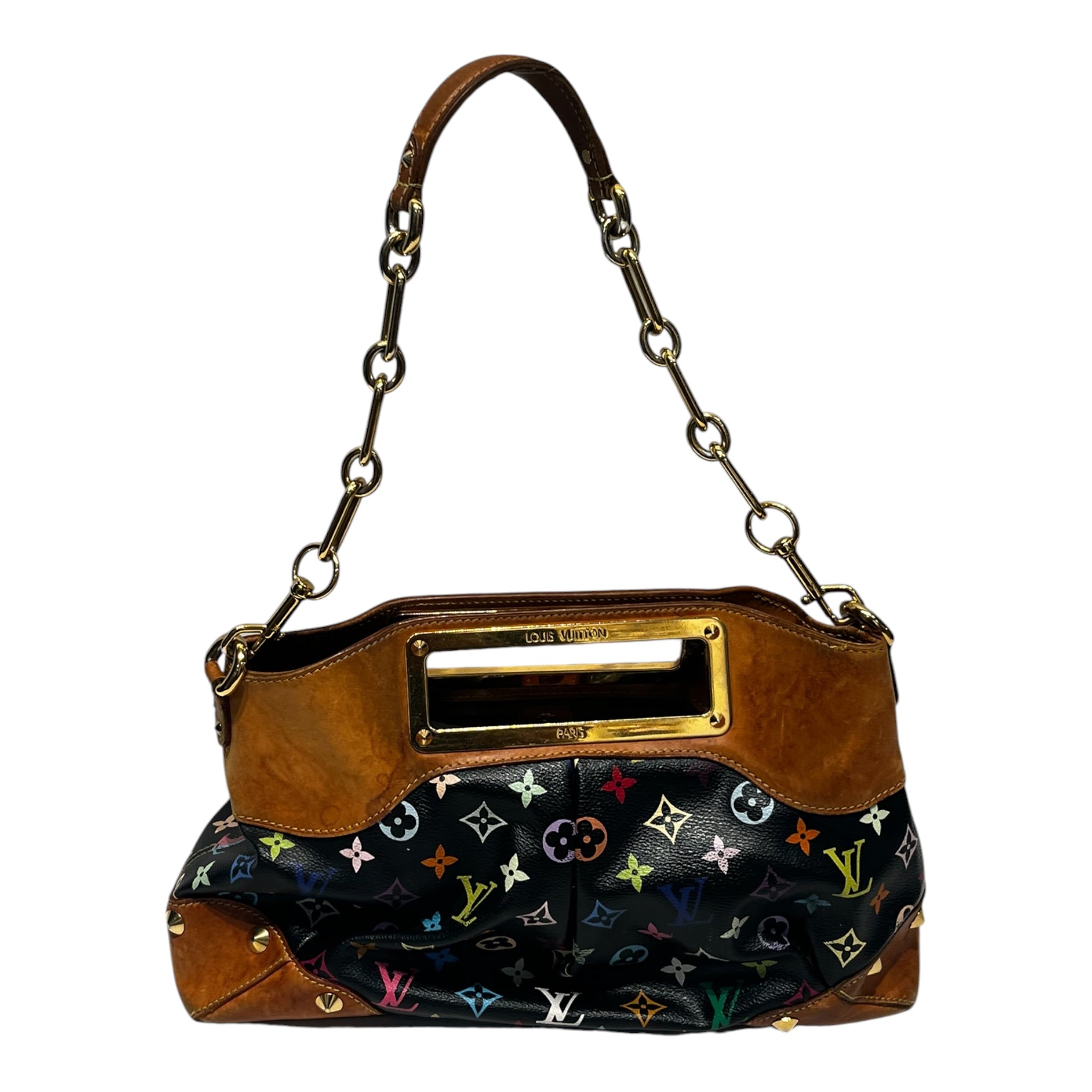 LOUIS VUITTON/Hand Bag/Monogram/Leather/MLT/Murakami Judy Bag Blk + CML view 1