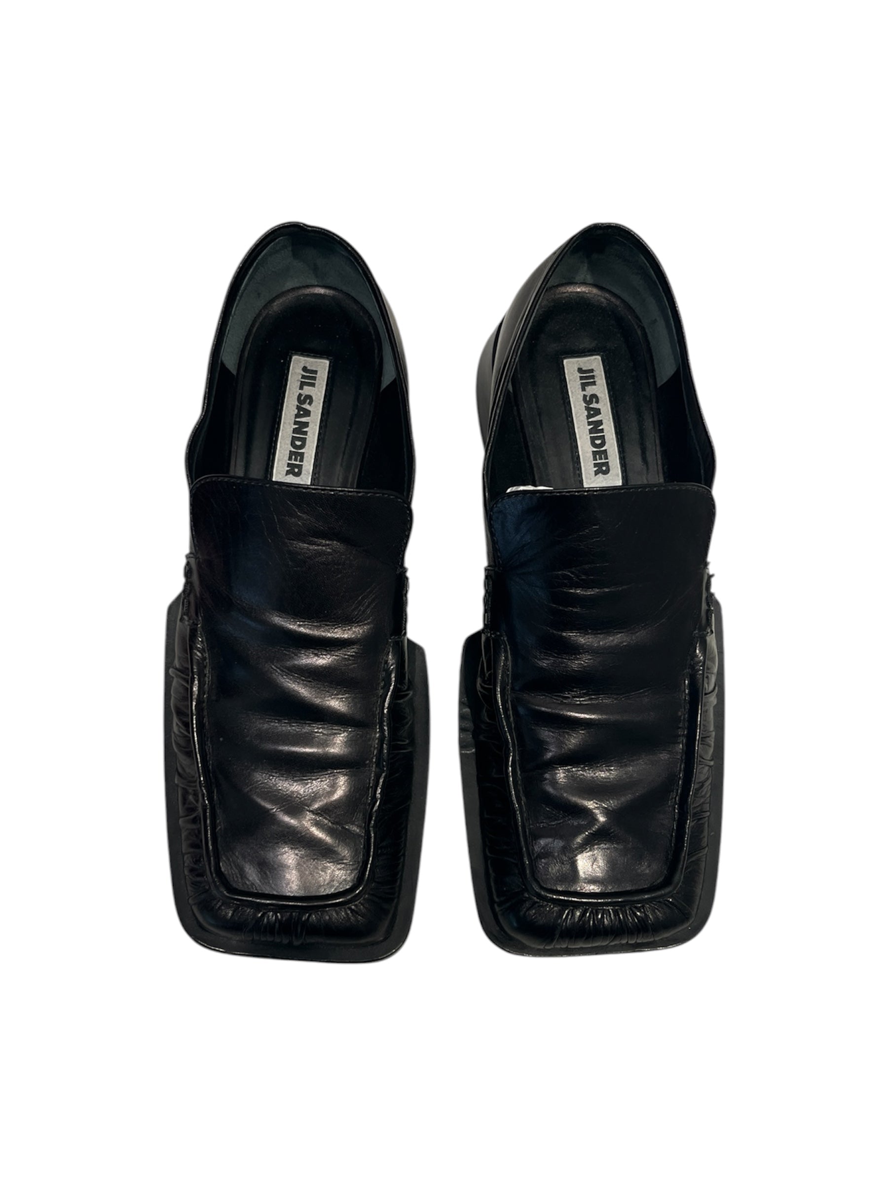 JIL SANDER/Dress Shoes/EU 37.5/Leather/BLK/WRINKLEEATHERLOAFERS view 2