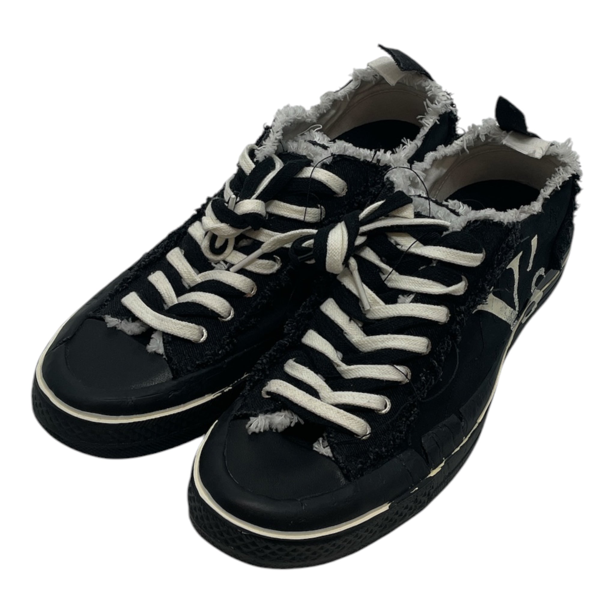 YOHJI YAMAMOTO/XVESSEL/Low-Sneakers/US 6/Leather/BLK/LEATHER TOE/FRAYED/DENIM HEEL view 1