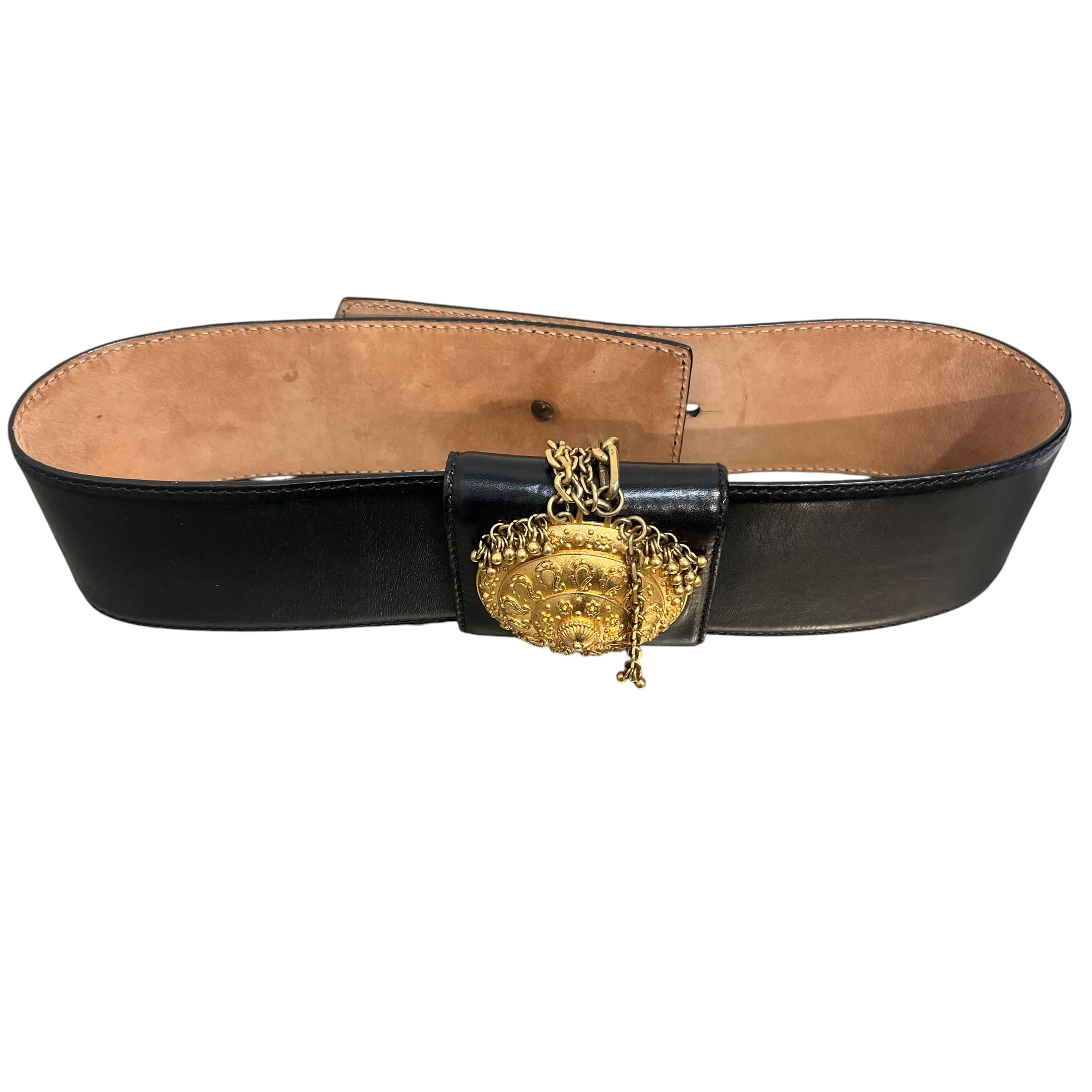 Alexander McQueen/Belt/Leather/BLK/L's/MEDALLION WAIST LARGE GOLD view 1